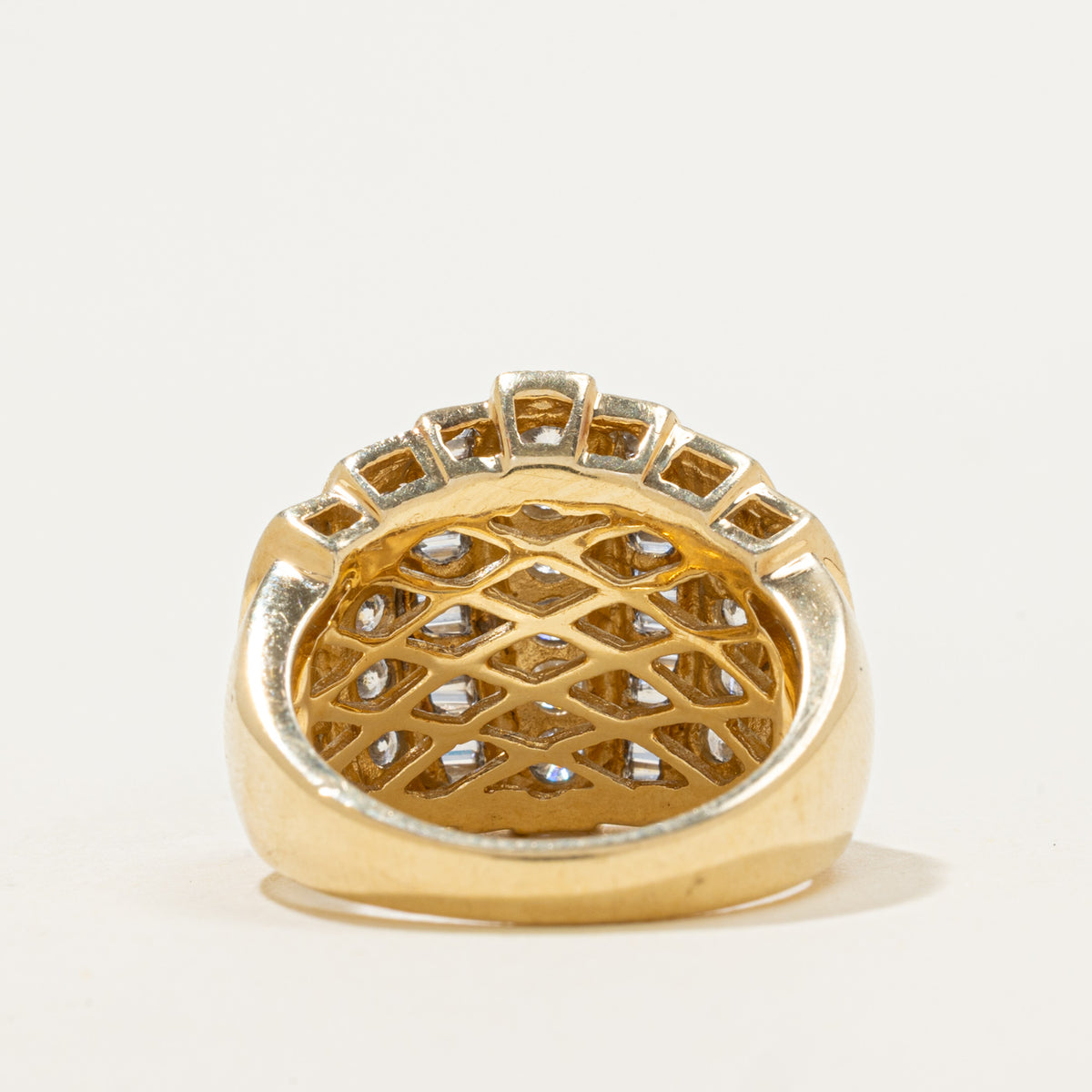 14k Multi Cut Multi Row Diamond Dome Ring | 1.08ctw | SZ 7
