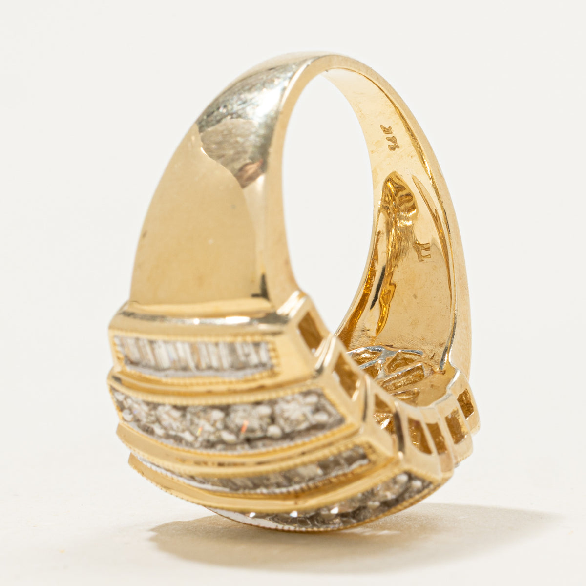 14k Multi Cut Multi Row Diamond Dome Ring | 1.08ctw | SZ 7