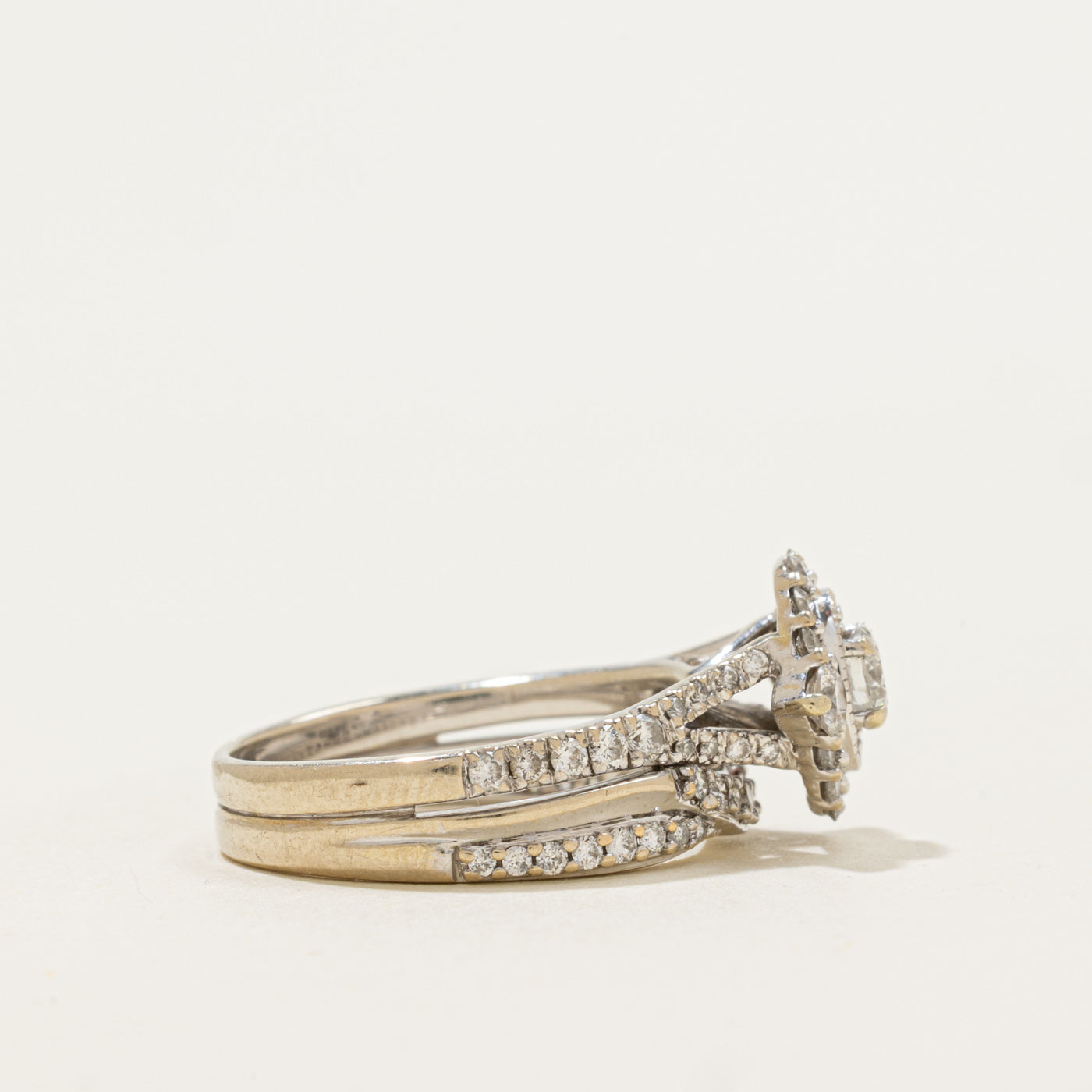 14k Diamond Halo Soldered Wedding Ring Set | 0.63ctw | SZ 6.25
