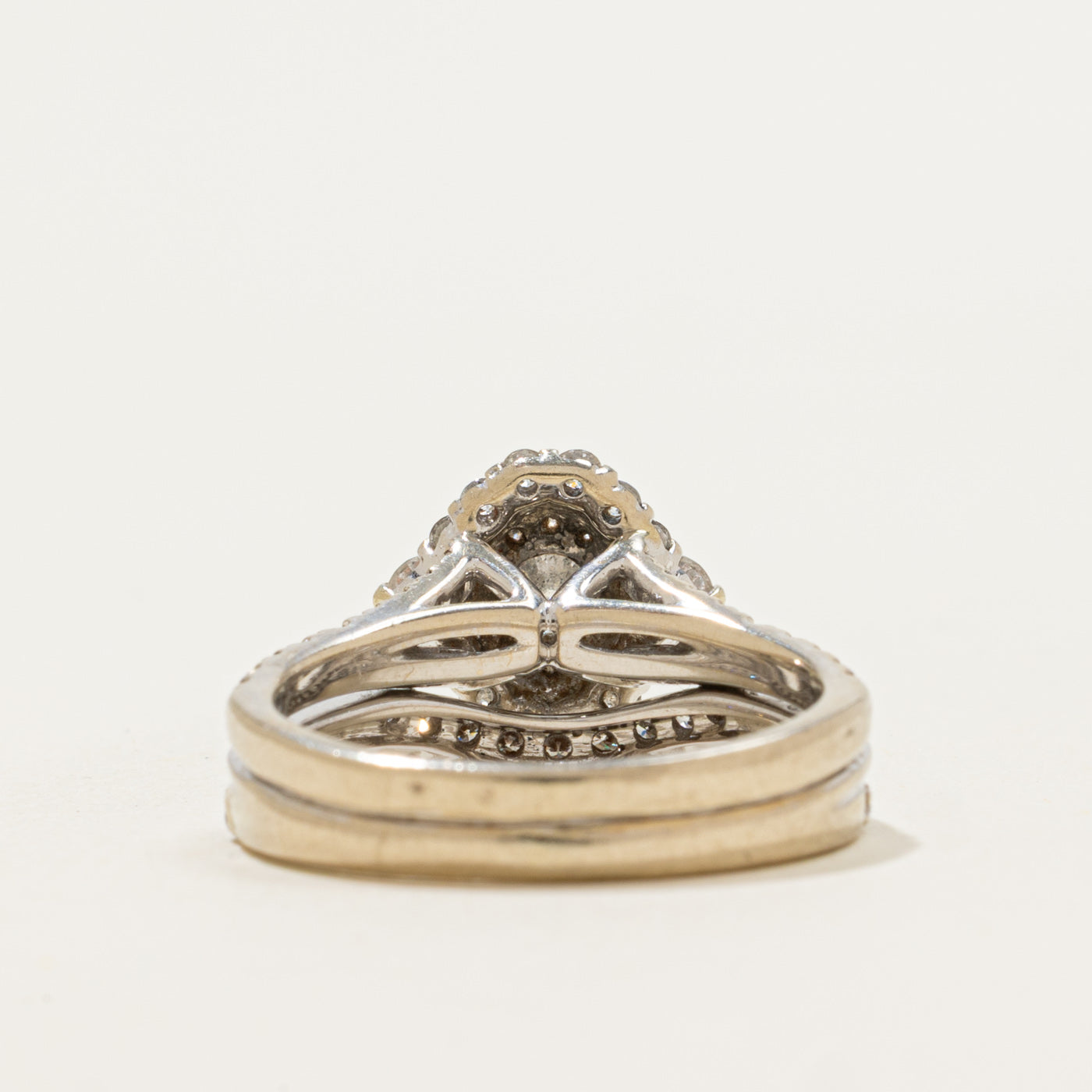 14k Diamond Halo Soldered Wedding Ring Set | 0.63ctw | SZ 6.25