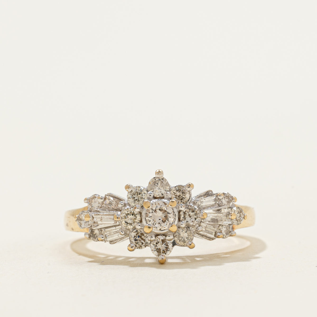 14k Mixed Cut Diamond Petal Cluster Ring | 0.77ctw | SZ 10.25