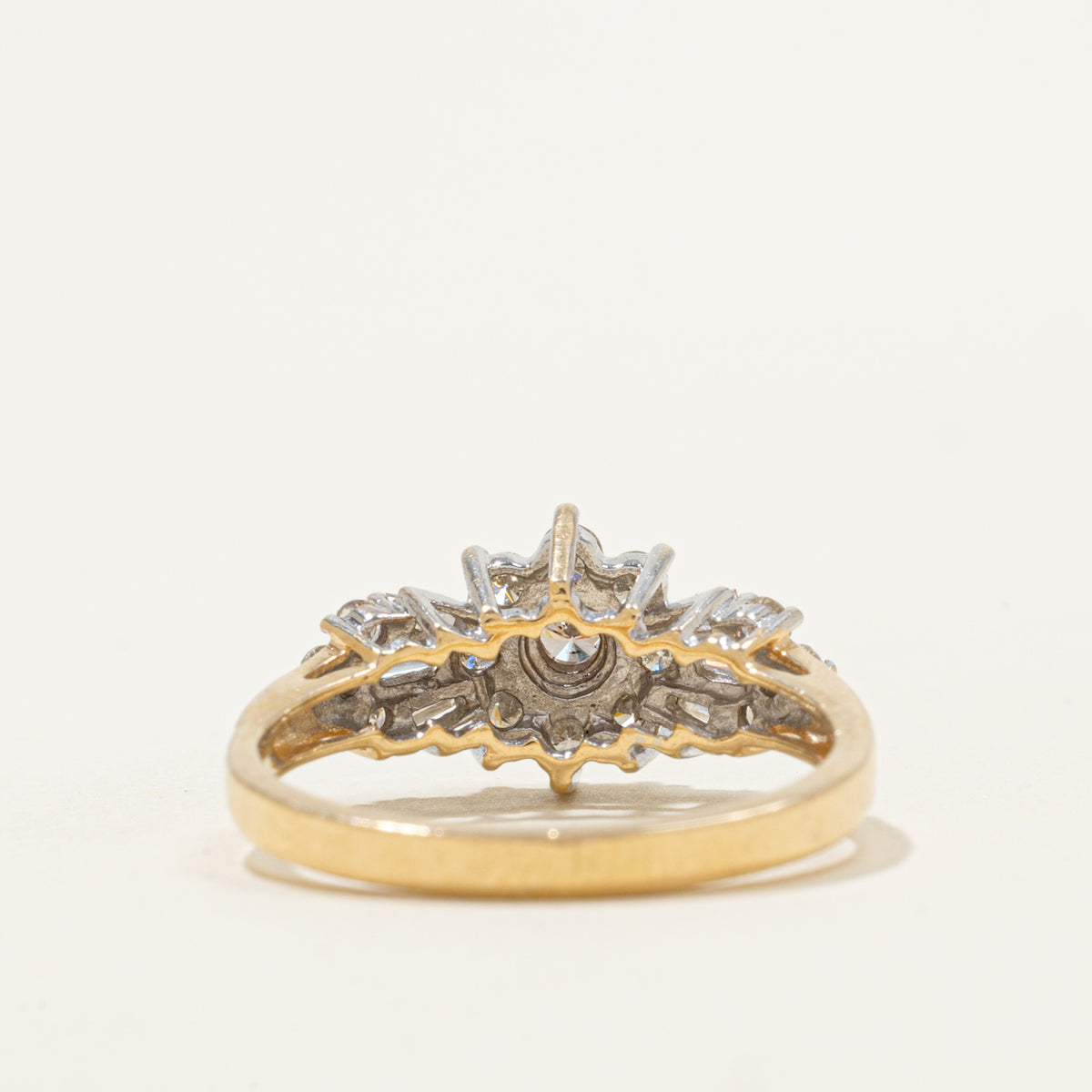 14k Mixed Cut Diamond Petal Cluster Ring | 0.77ctw | SZ 10.25