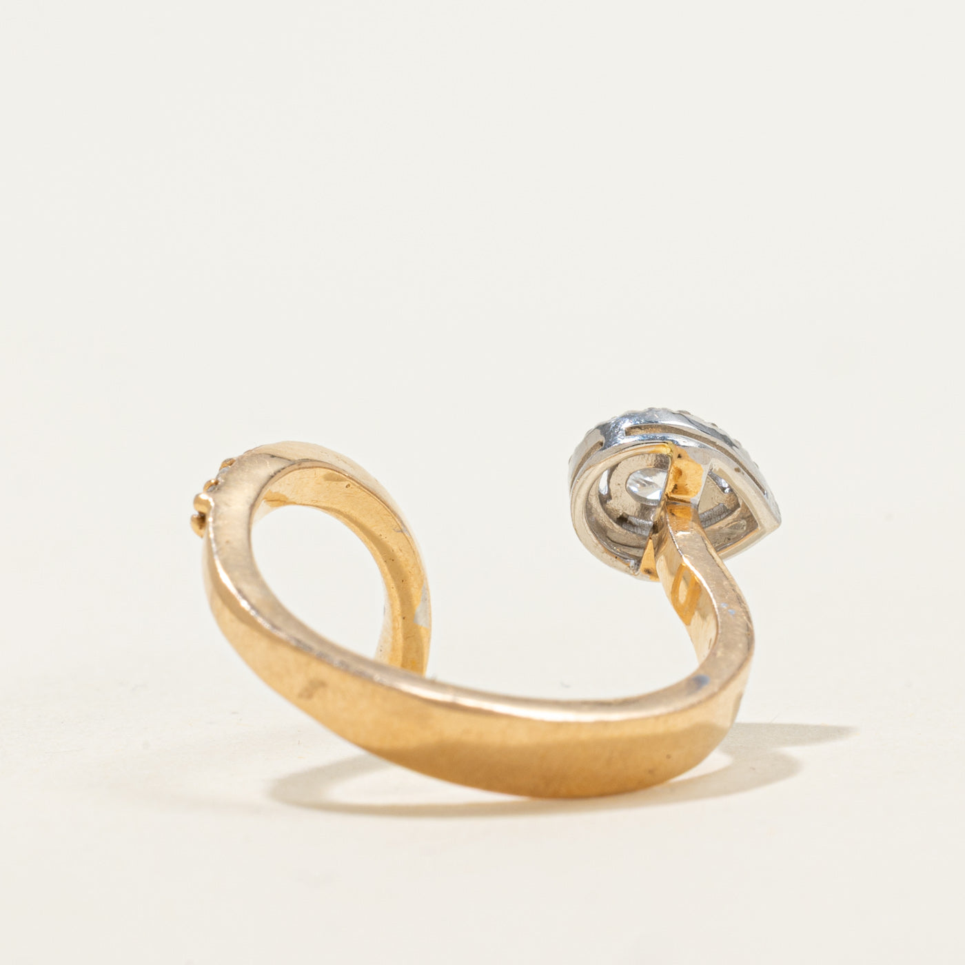 18k Pear Cut Diamond Open Bypass Ring | 0.28ctw | SZ 7