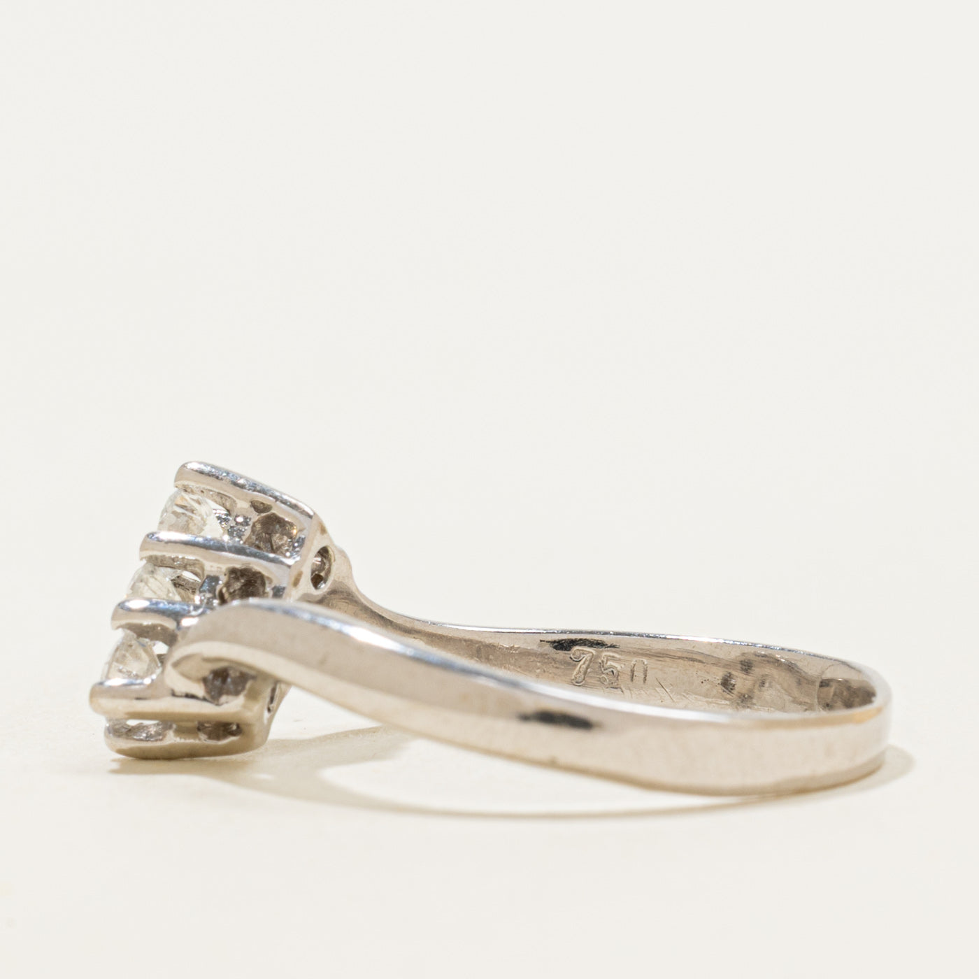 18k Three Stone Diamond Bypass Ring | 0.12ct | SZ 8