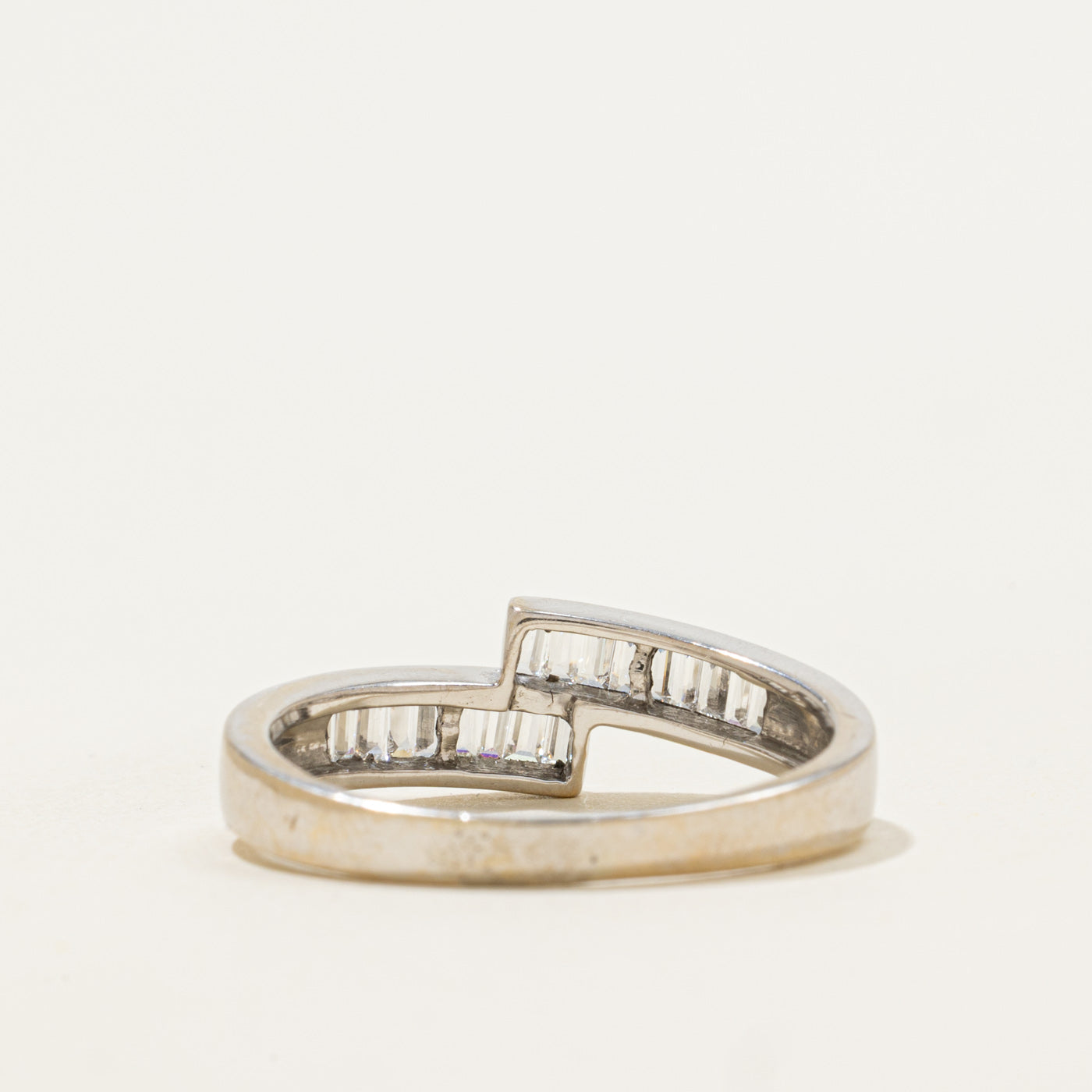 18k Baguette Cut Channel Set Diamond Bypass Ring | 0.36ctw | SZ 9.25