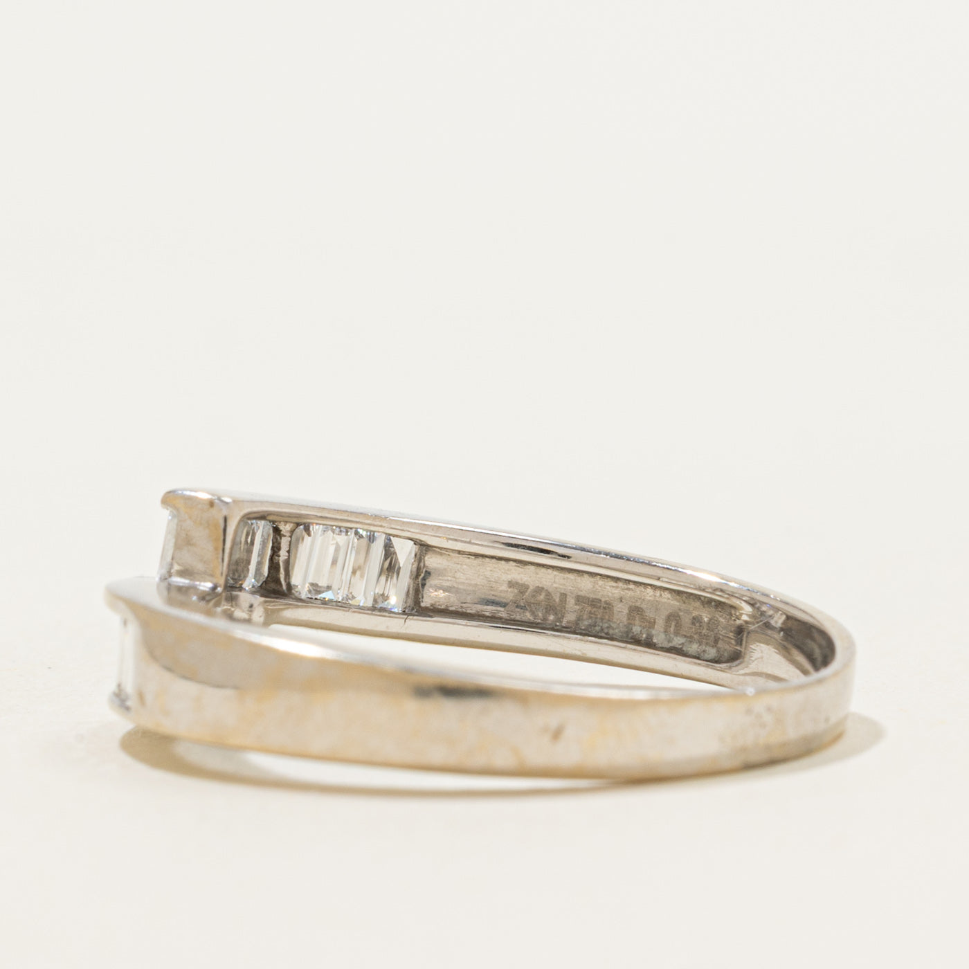 18k Baguette Cut Channel Set Diamond Bypass Ring | 0.36ctw | SZ 9.25