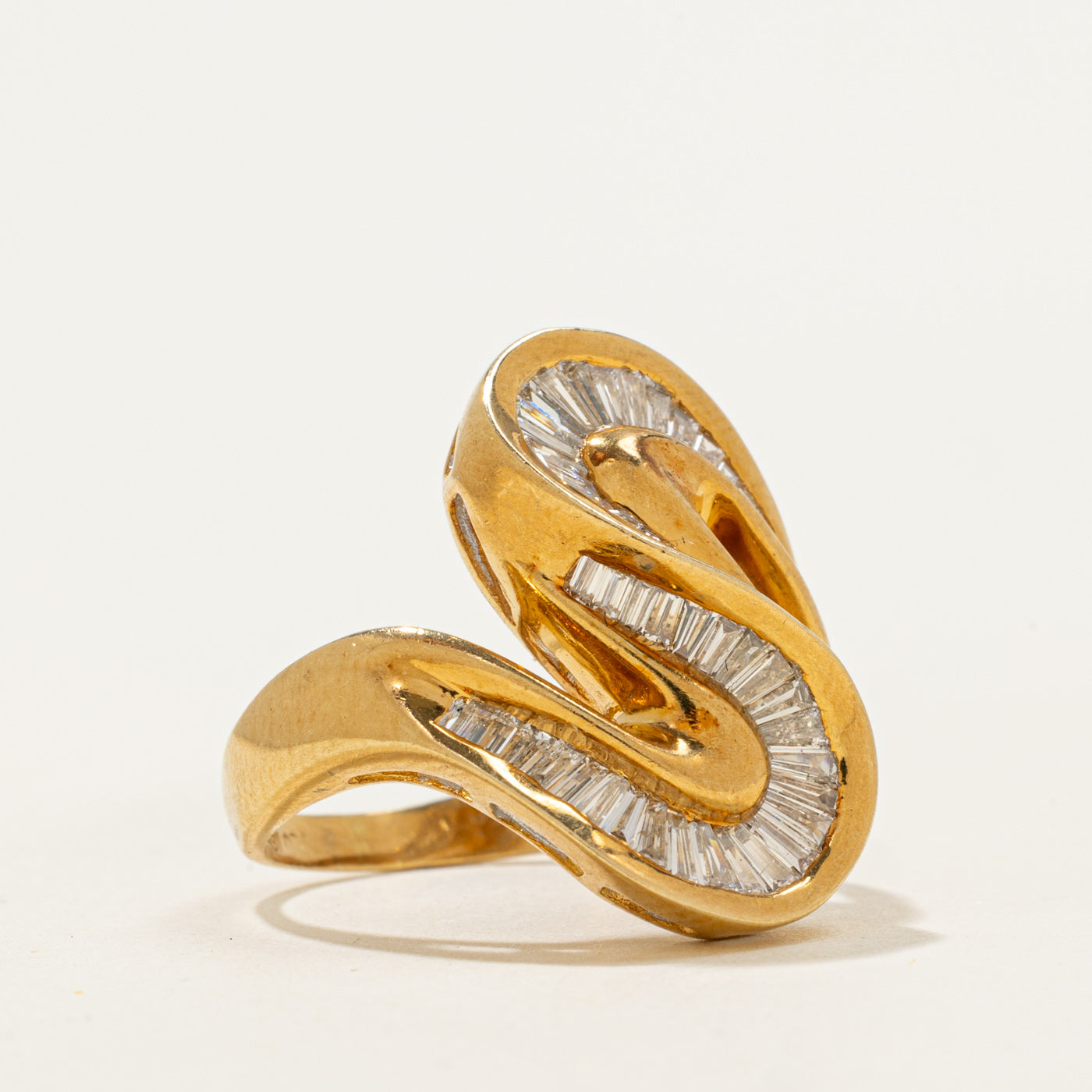 18k Baguette Cut Diamond S-Shaped Cocktail Ring | 0.70ctw | SZ 5.25
