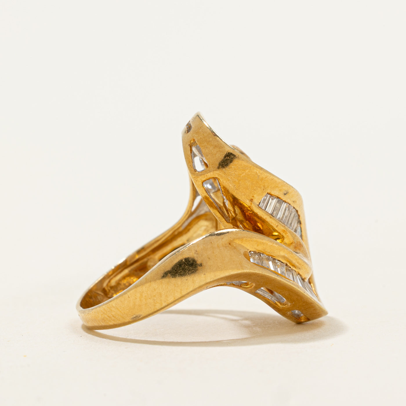 18k Baguette Cut Diamond S-Shaped Cocktail Ring | 0.70ctw | SZ 5.25