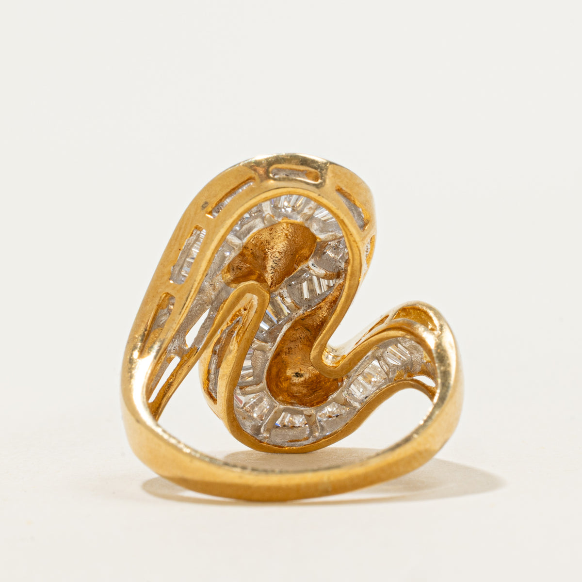 18k Baguette Cut Diamond S-Shaped Cocktail Ring | 0.70ctw | SZ 5.25