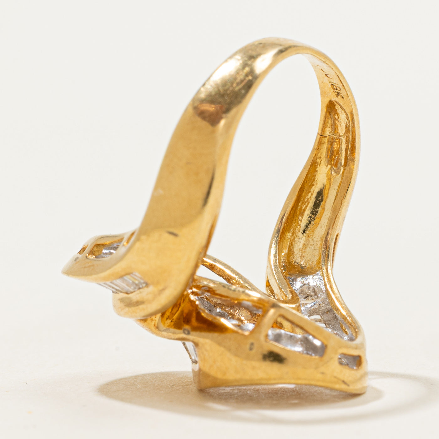 18k Baguette Cut Diamond S-Shaped Cocktail Ring | 0.70ctw | SZ 5.25