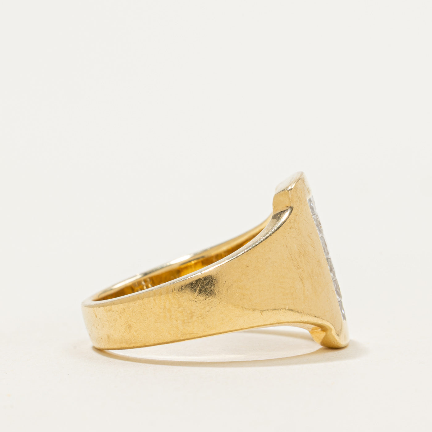 18k Princess Cut Diamond Grid Signet Ring | 0.96ctw | SZ 8.5