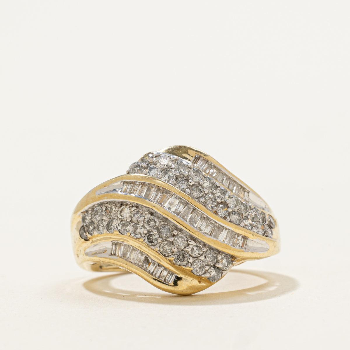 10k Multi Cut Diamond Waterfall Wave Ring | 0.85ctw | SZ 4.75