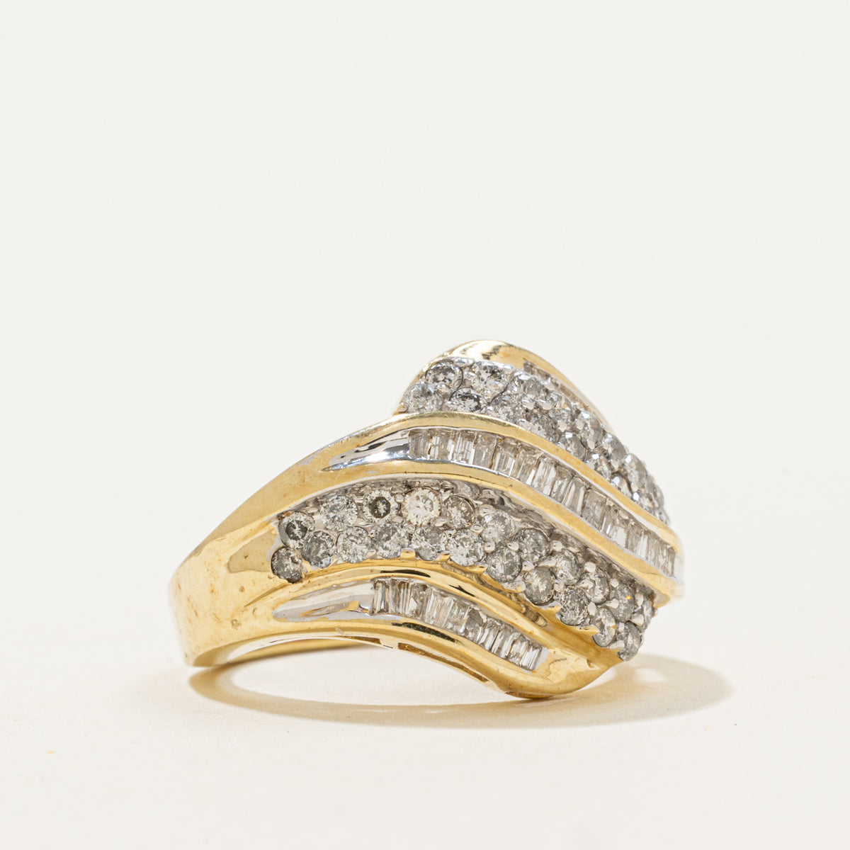 10k Multi Cut Diamond Waterfall Wave Ring | 0.85ctw | SZ 4.75