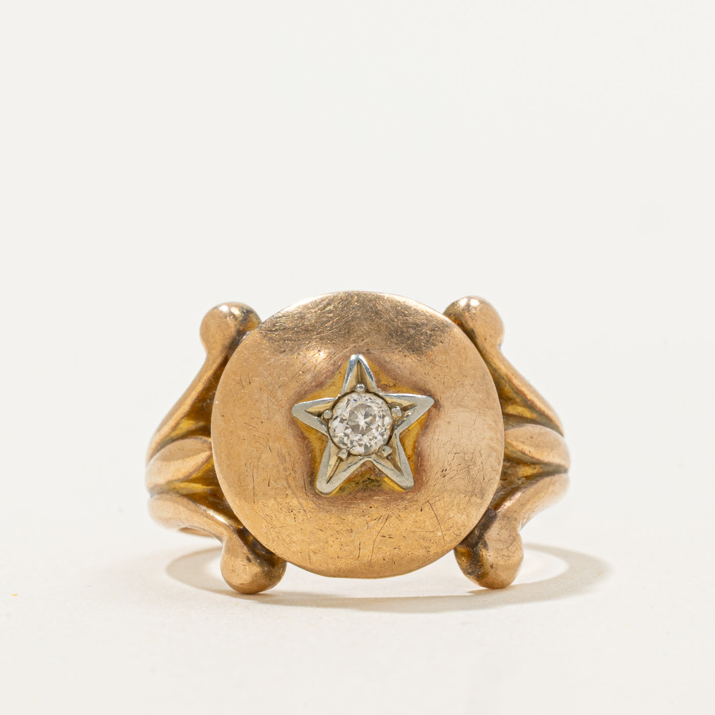 Vintage Canadian Diamond Star Shield Ring | 0.10ctw | SZ 5.75
