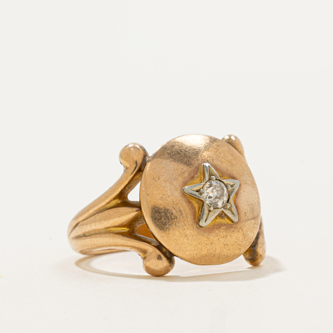 Vintage Canadian Diamond Star Shield Ring | 0.10ctw | SZ 5.75