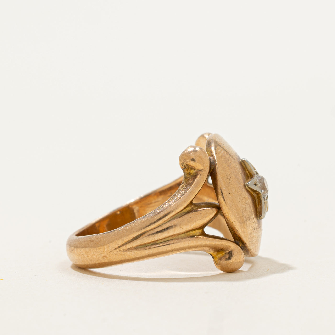 Vintage Canadian Diamond Star Shield Ring | 0.10ctw | SZ 5.75