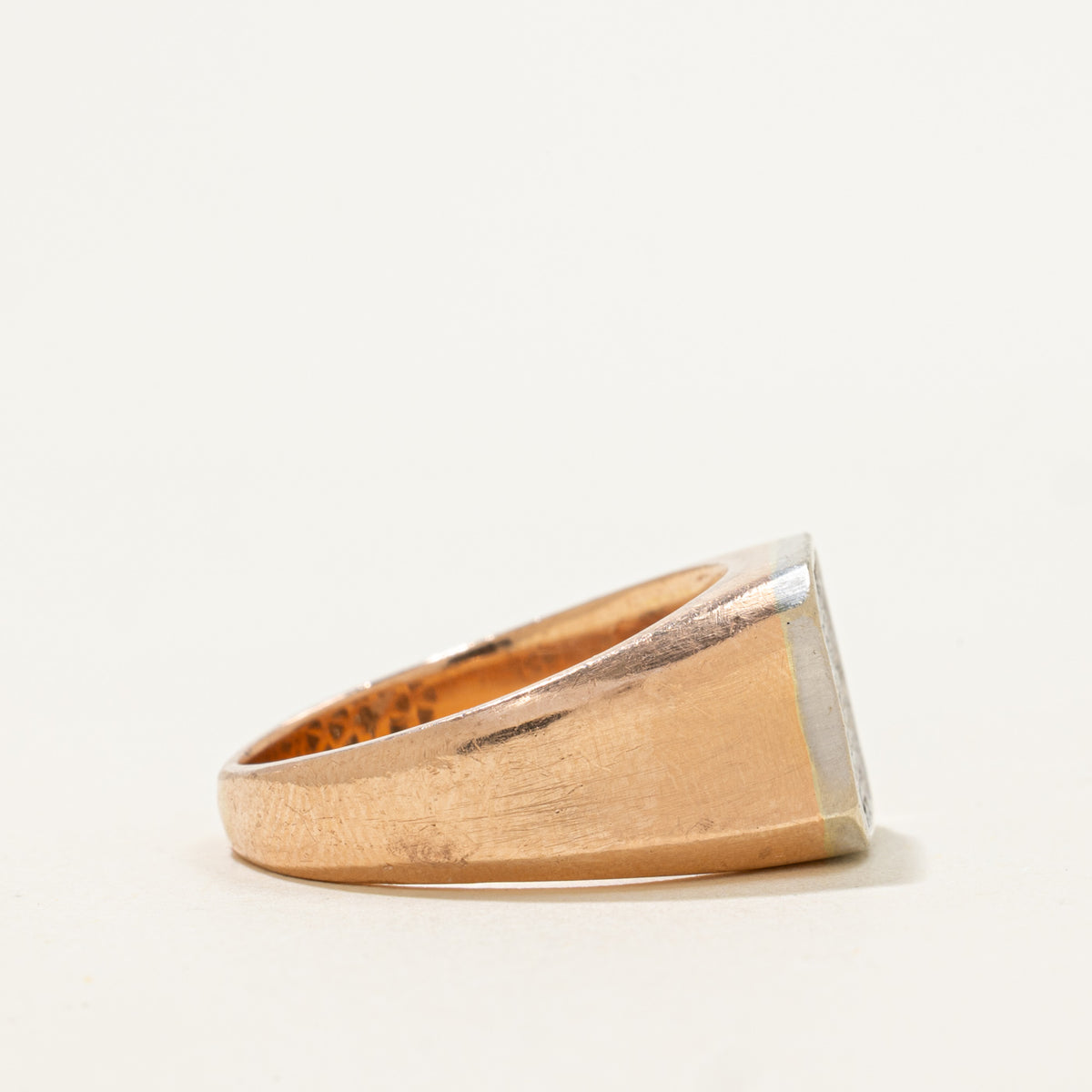 14k Rose Gold Pavé Set Diamond Shield Signet Ring | 0.30ctw | SZ 9.75