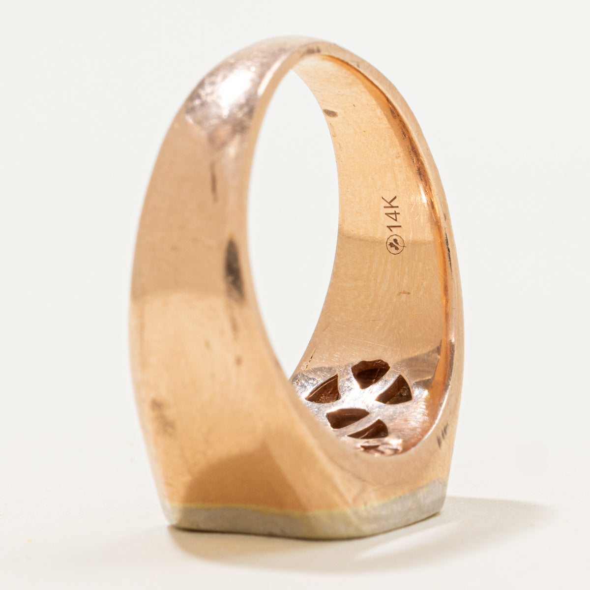 14k Rose Gold Pavé Set Diamond Shield Signet Ring | 0.30ctw | SZ 9.75