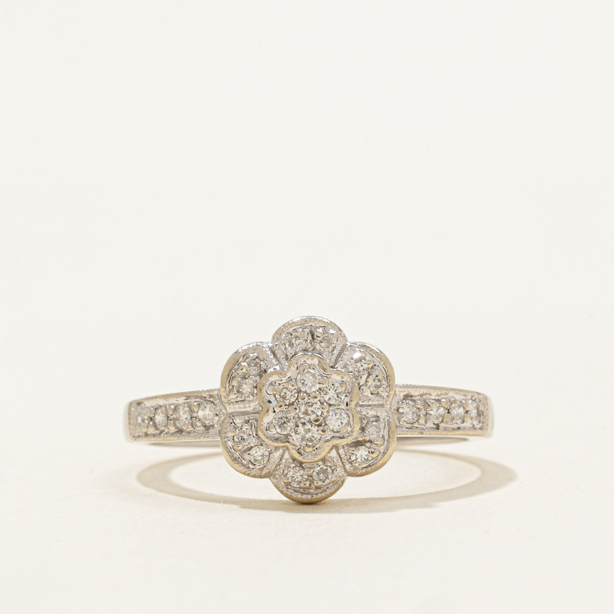 14k Diamond Floral Cluster Ring | 0.18ctw | SZ 7.25