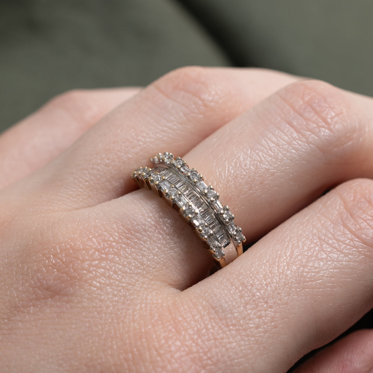 10k Multi Cut Multi Row Diamond Band | 0.42ctw | SZ 8