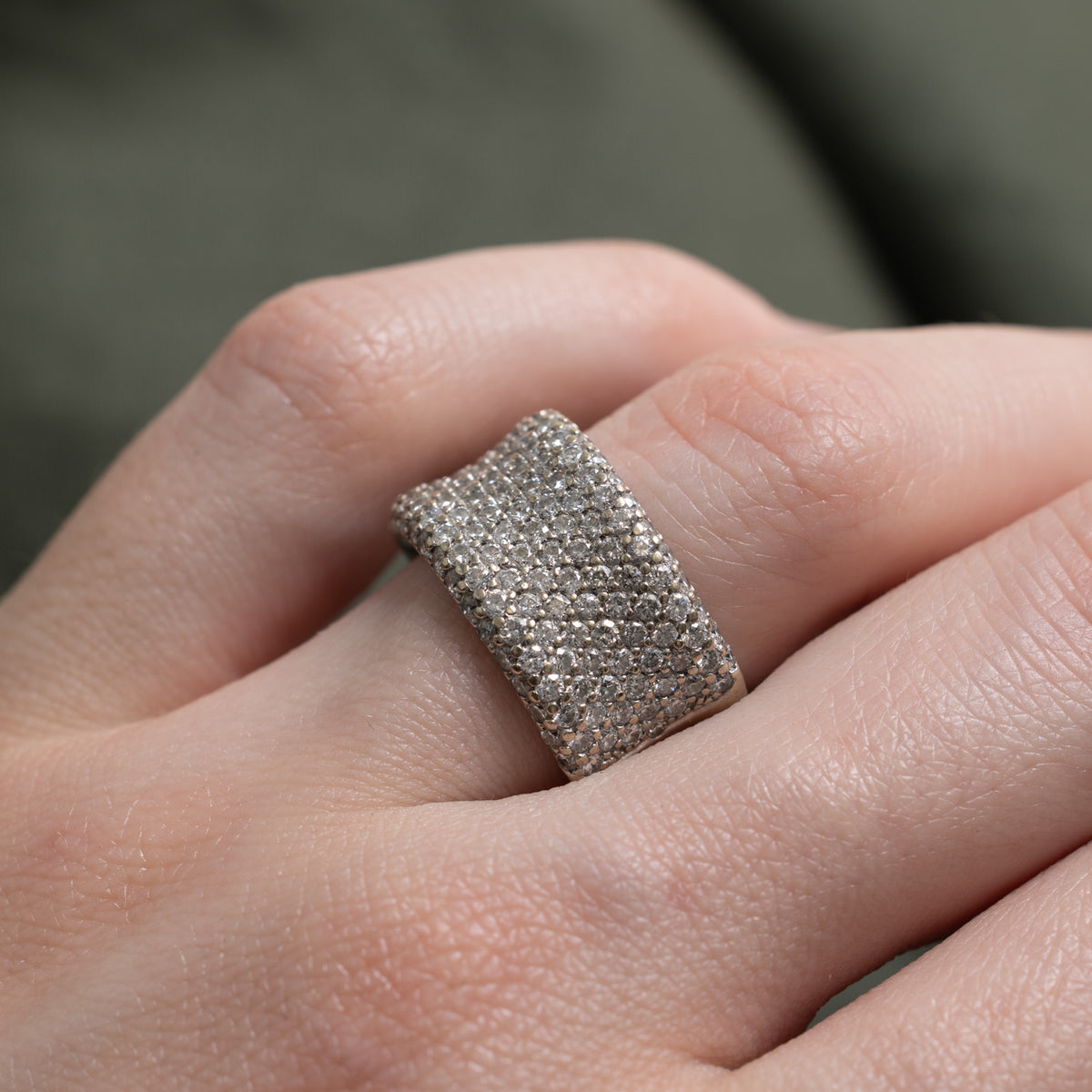 14k Pavé Set Diamond Wide Band | 1.40ctw | 11.30mm | SZ 6