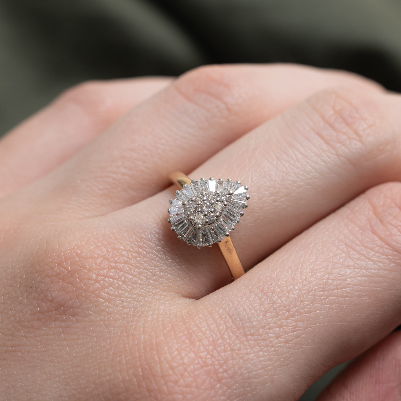 14k Diamond Pear Cluster Ring | 0.52ctw | SZ 7