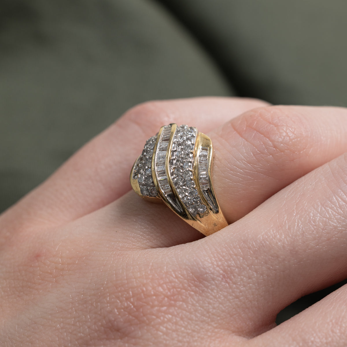 10k Multi Cut Diamond Waterfall Wave Ring | 0.85ctw | SZ 4.75