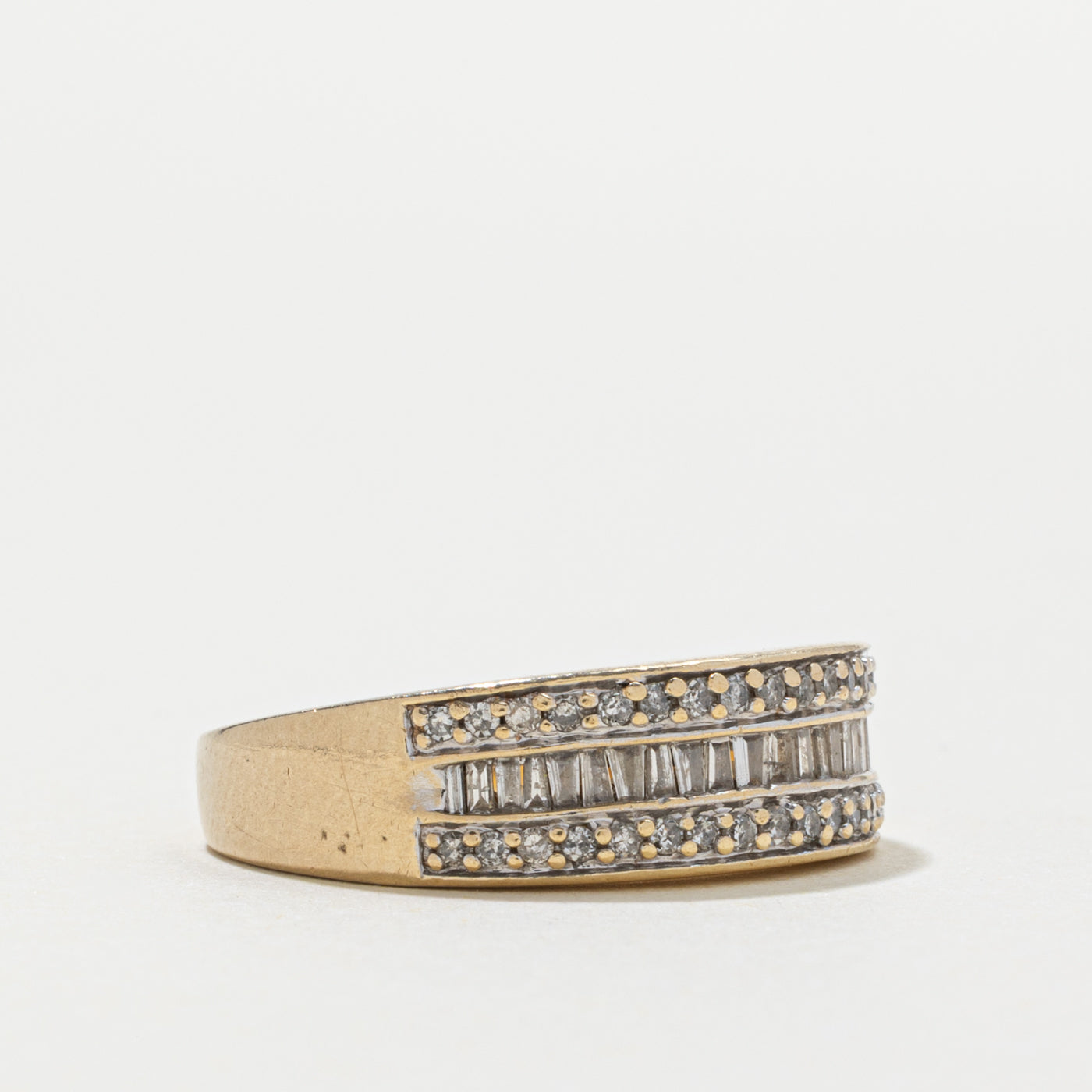 10k Baguette Diamond Multi Row Band | SZ 7.25