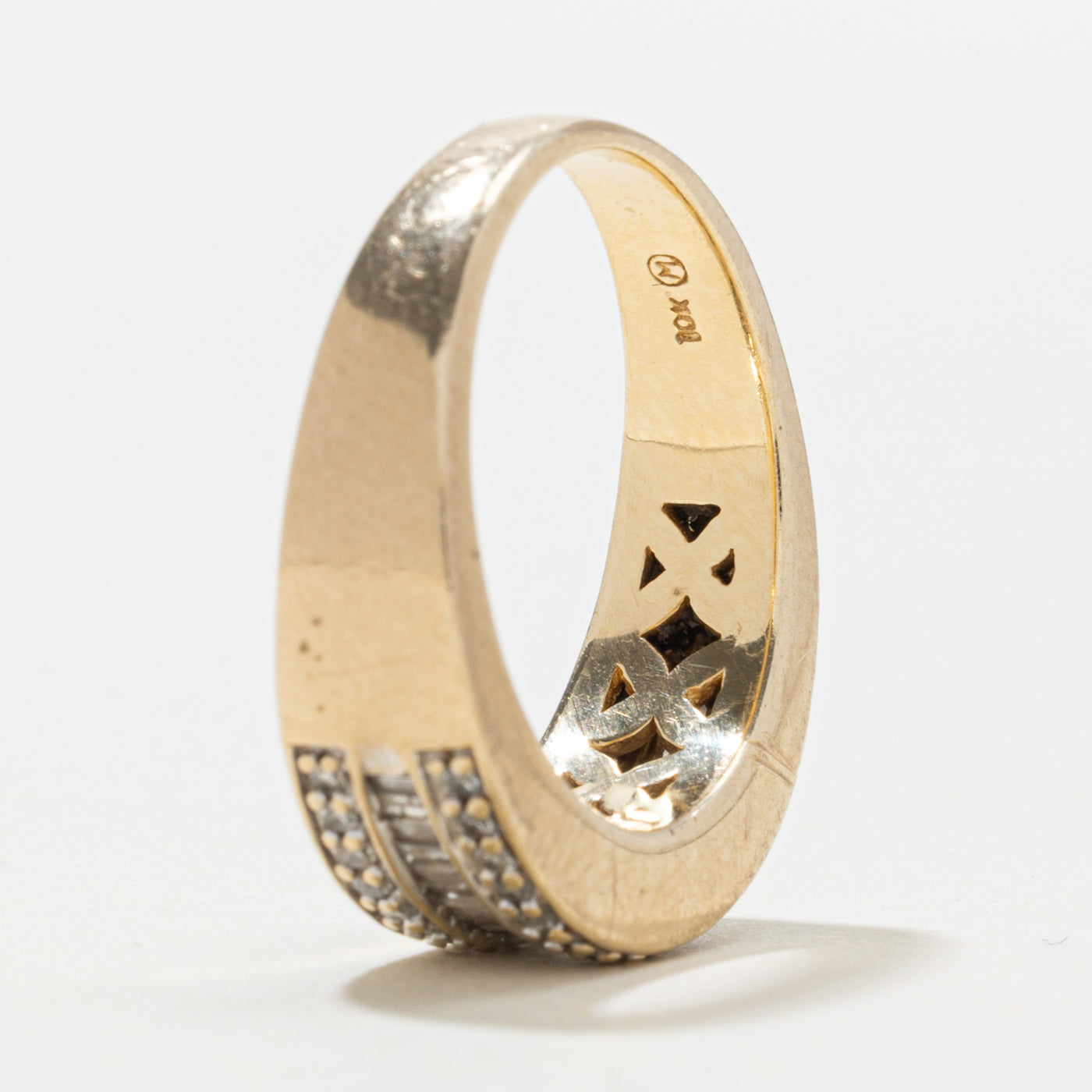 10k Baguette Diamond Multi Row Band | SZ 7.25