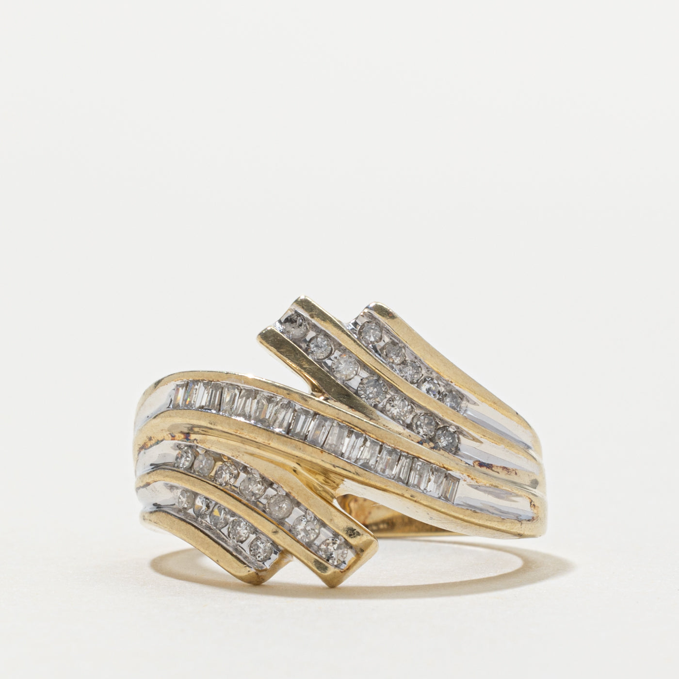 10k Diamond Multi Row Bypass Ring | SZ 7