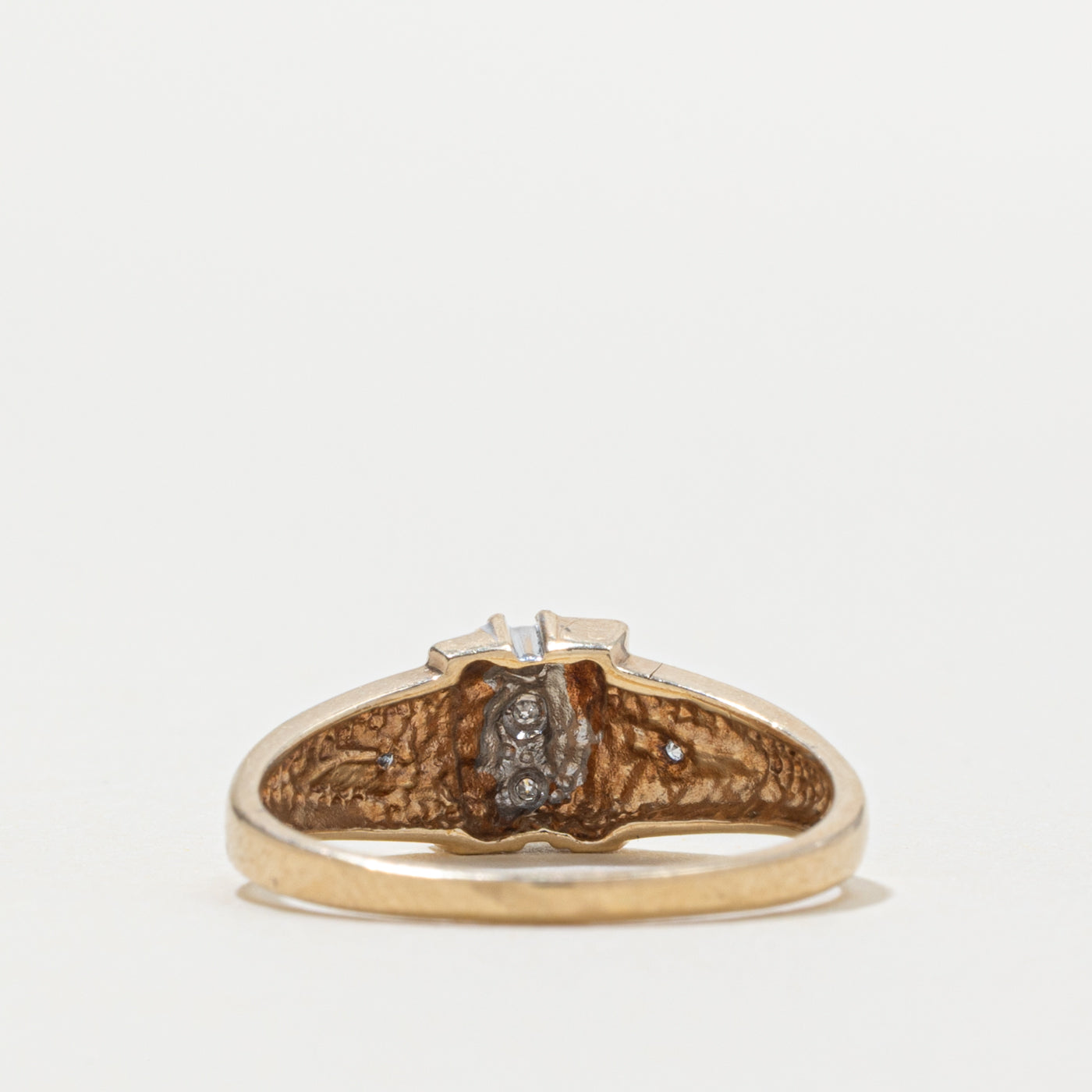 10k Diamond Column Geometric Ring | SZ 7.75