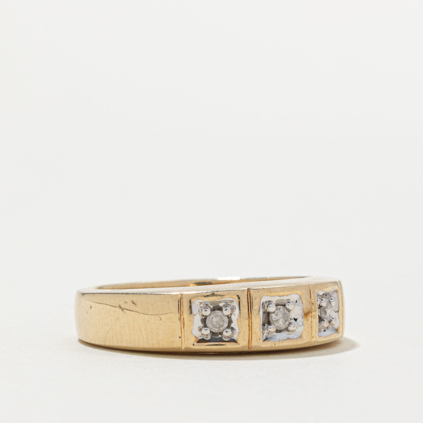 10k Three Stone Diamond Band | SZ 11