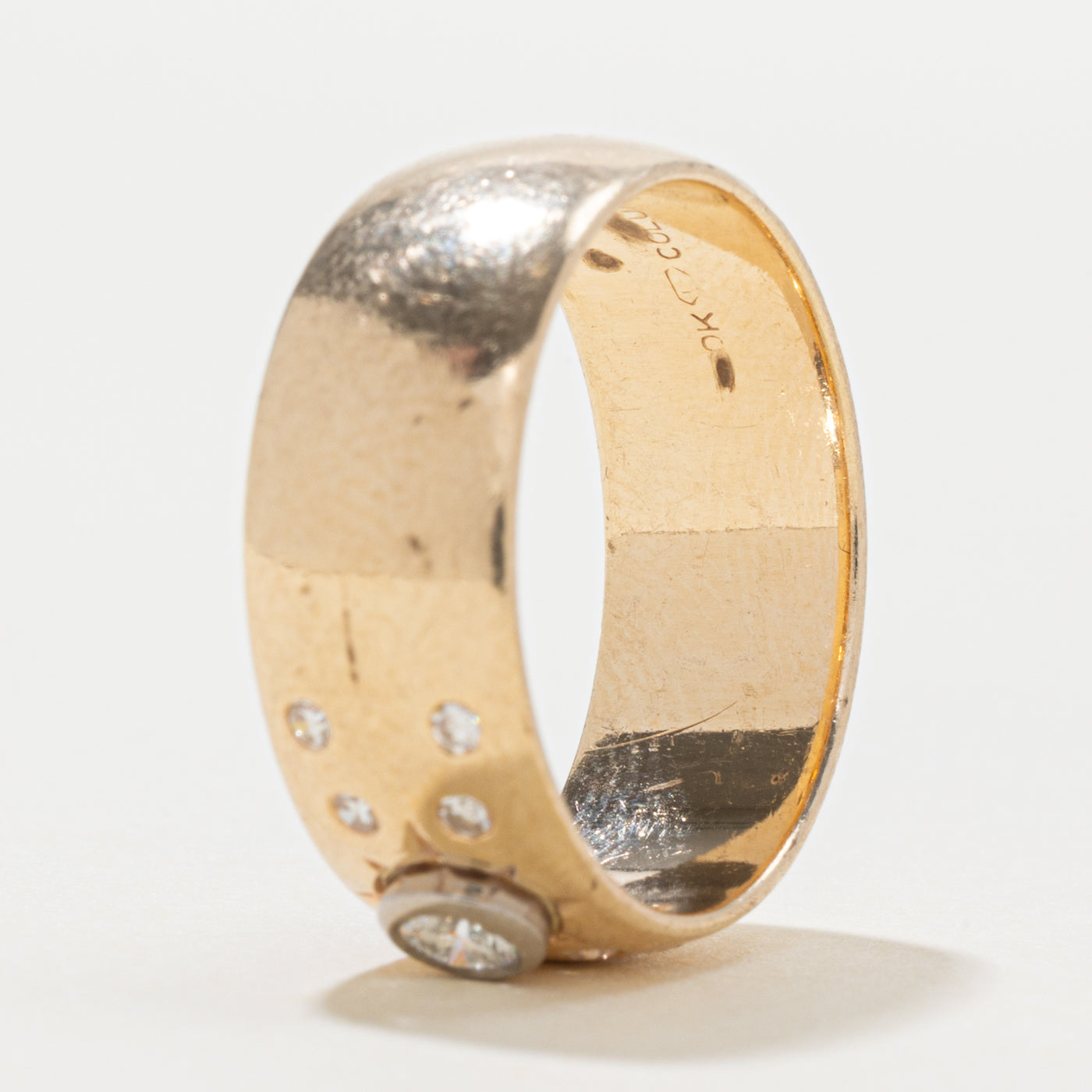 10k Bezel Set Diamond Accented Band | 7.85mm | SZ 8.75