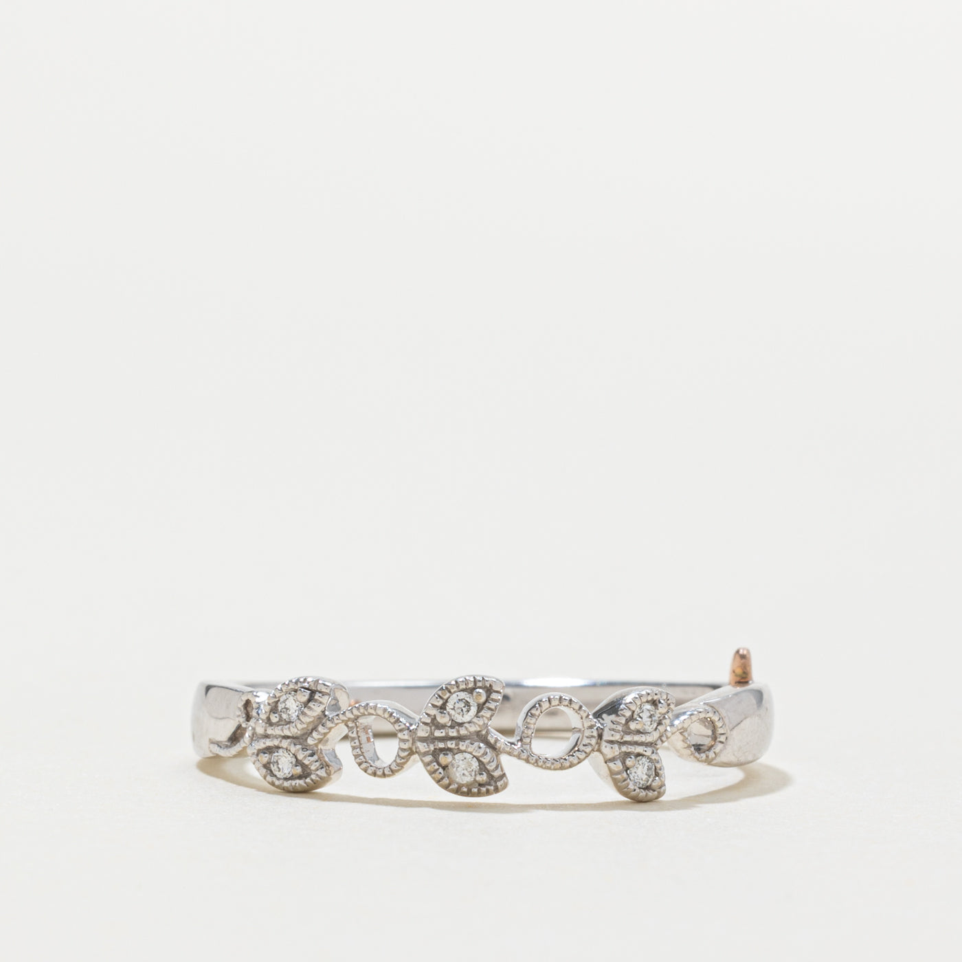 10k Diamond Leafy Milgrain Band | SZ 8.75