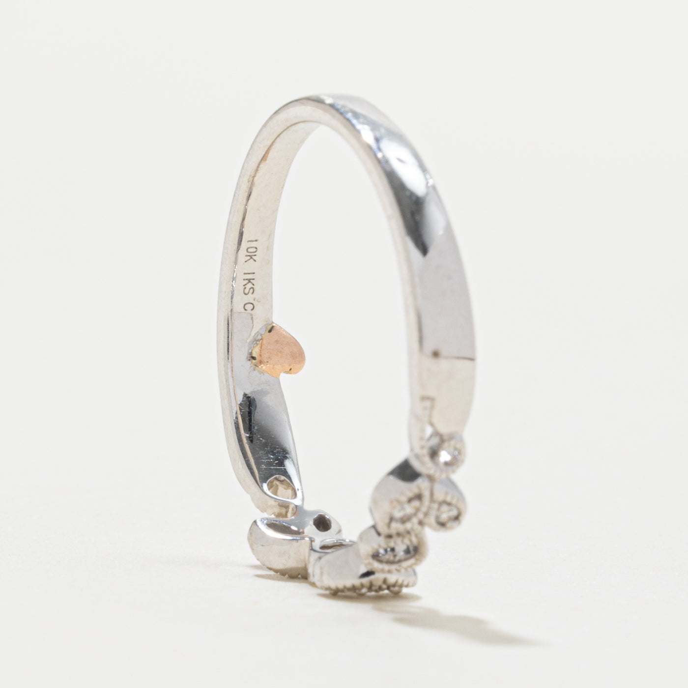 10k Diamond Leafy Milgrain Band | SZ 8.75