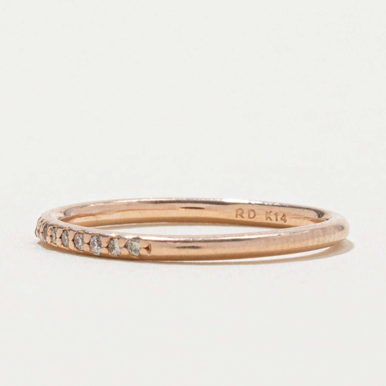 14k Rose Gold Semi Eternity Diamond Band | 1.54mm | SZ 5.5