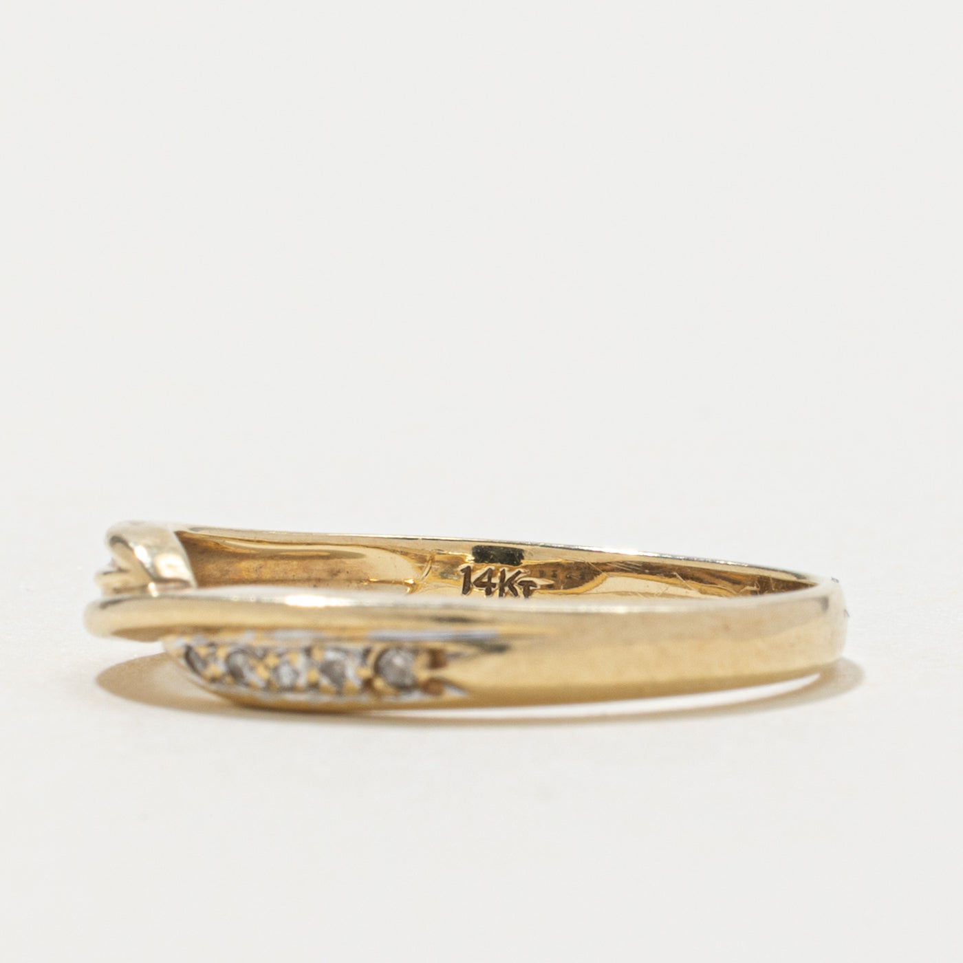 14k Diamond Accent Crossover Ring | SZ 6.5