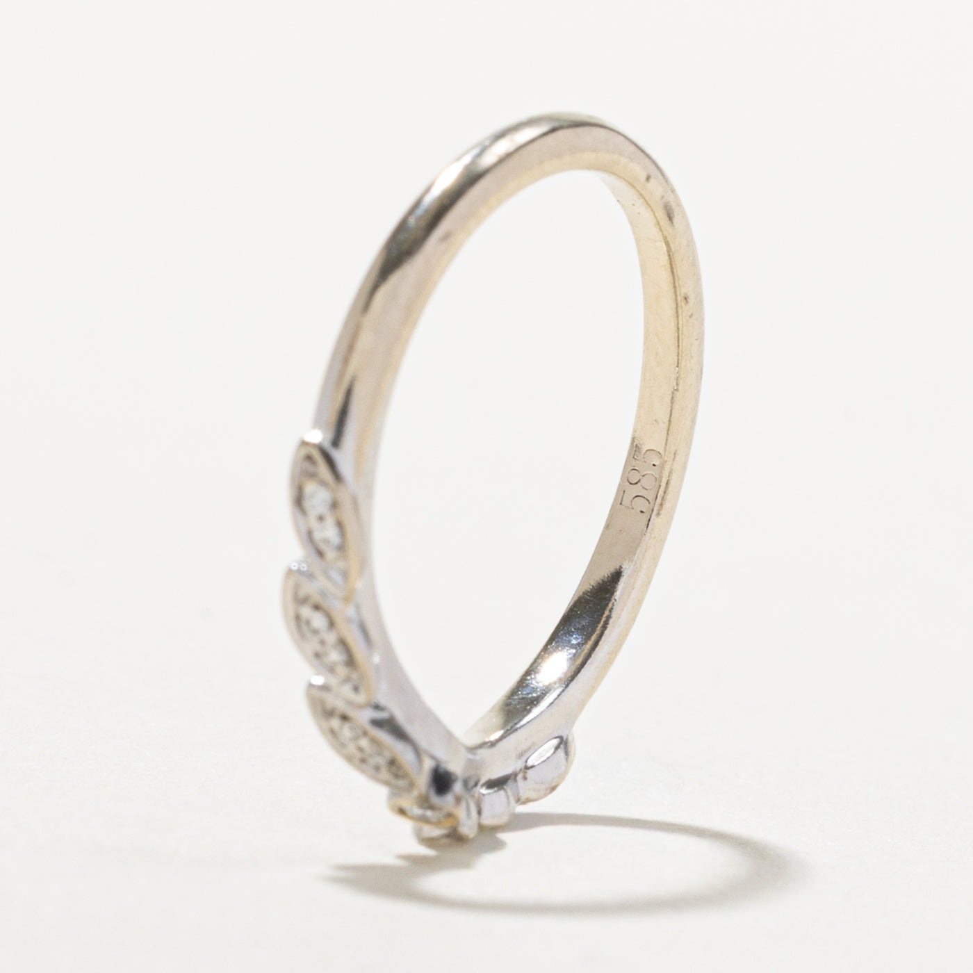 14k Diamond Leaf Design Contour Ring | SZ 4.25