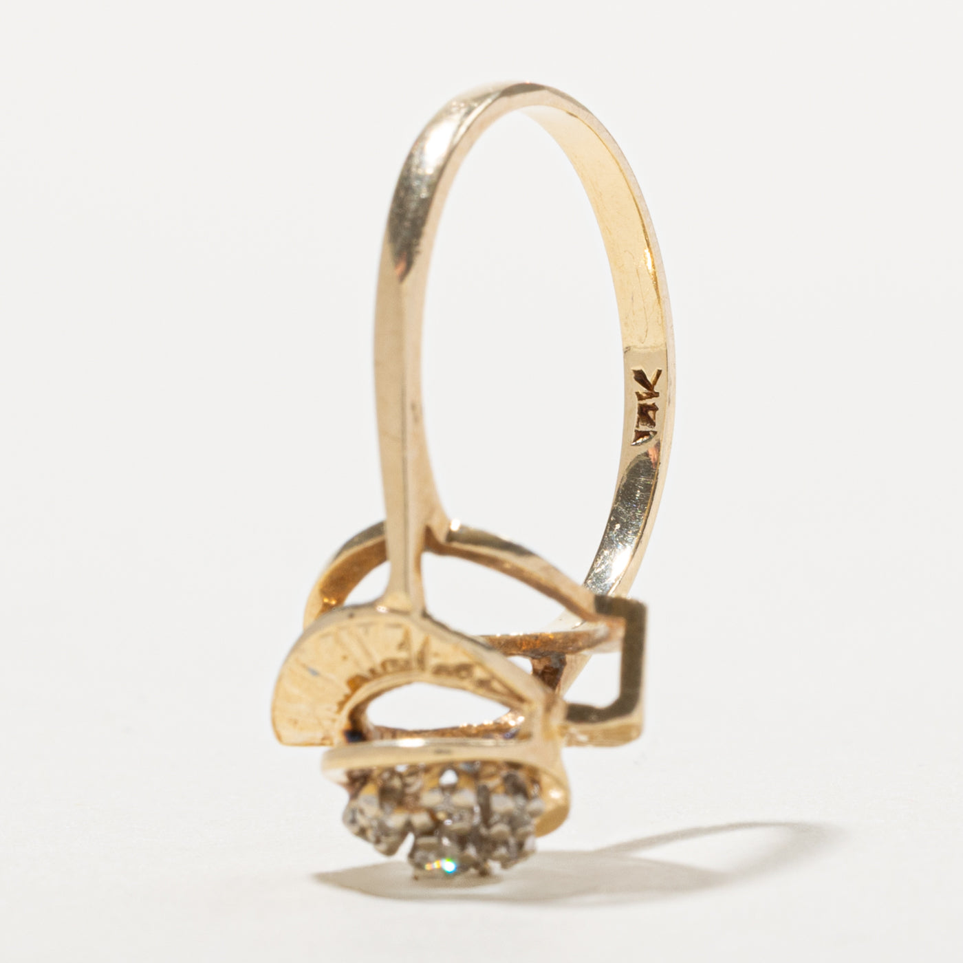 14k Diamond Cluster Textured Ring | SZ 6.75