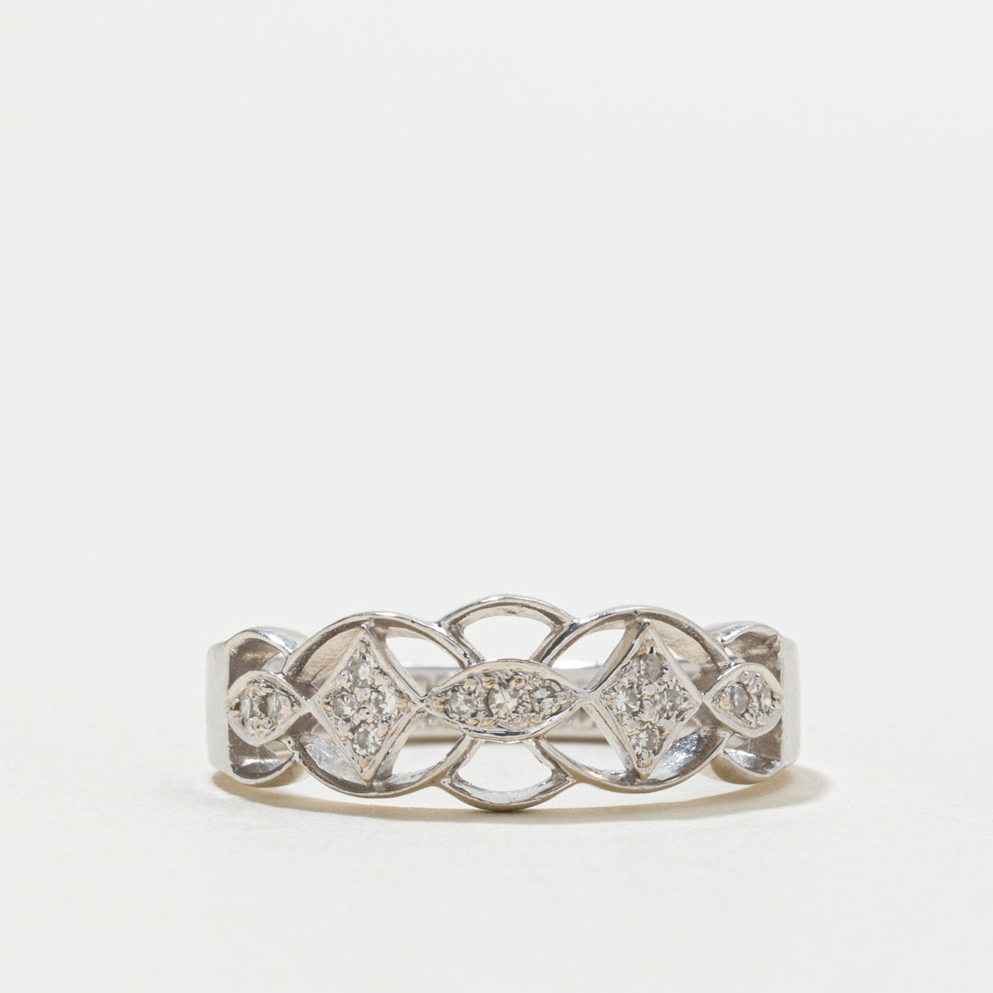 18k Diamond Openwork Geometric Ring | SZ 6.25