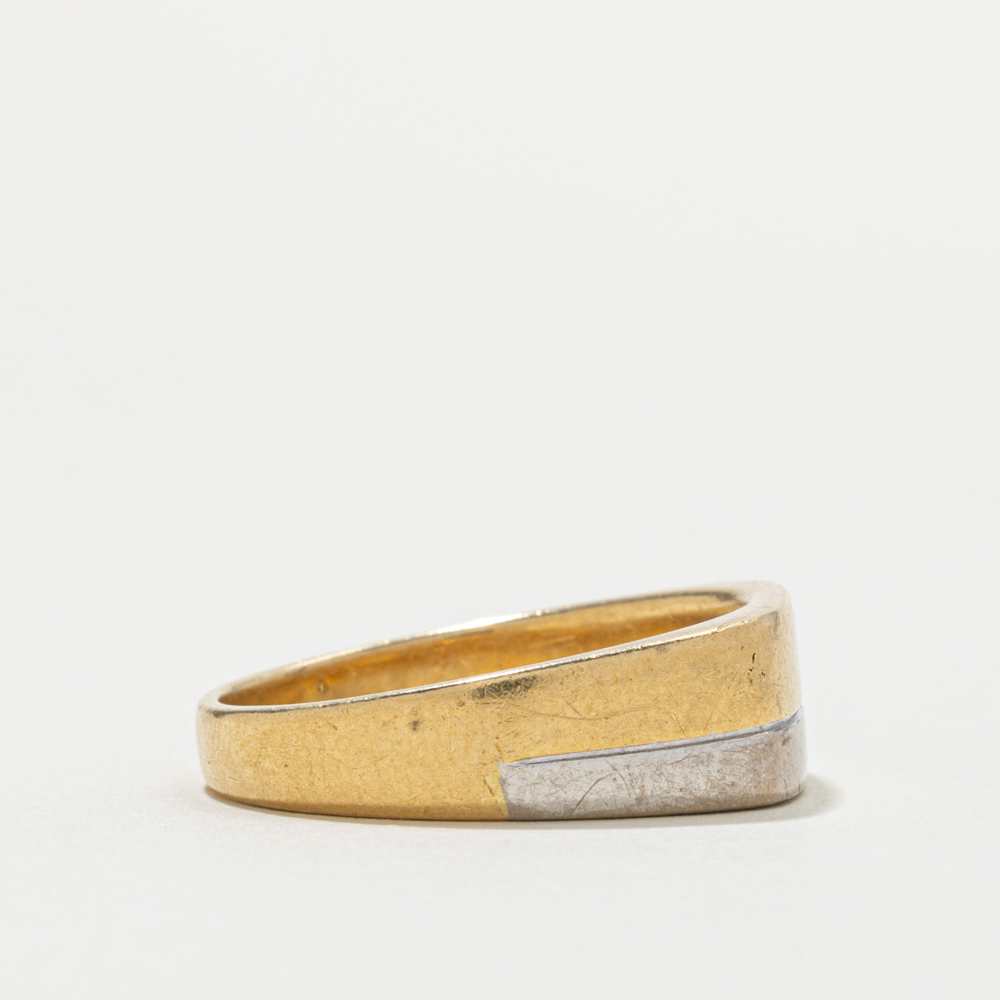 18k Two-Tone Gold Flush Set Diamond Band | SZ 10.5