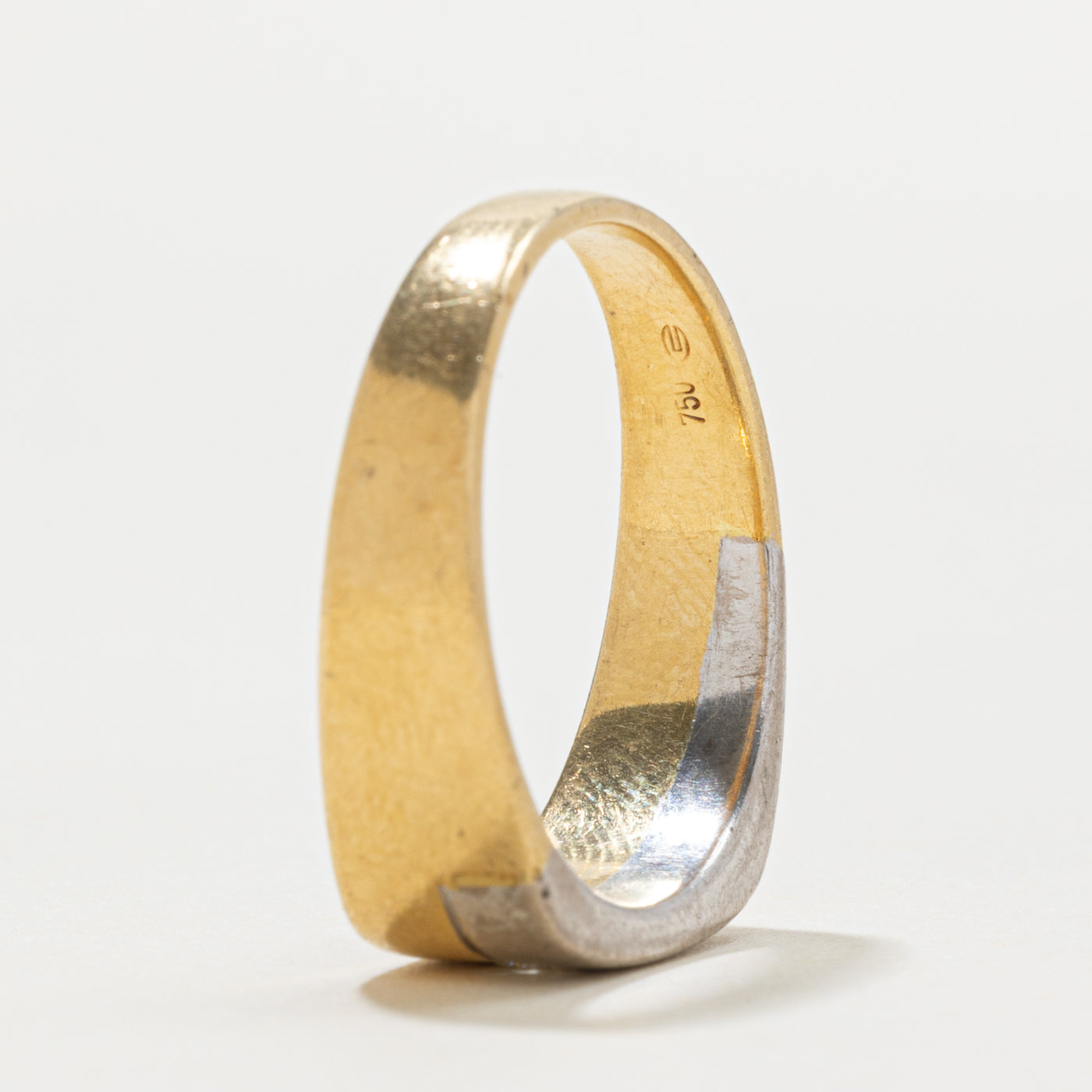 18k Two-Tone Gold Flush Set Diamond Band | SZ 10.5