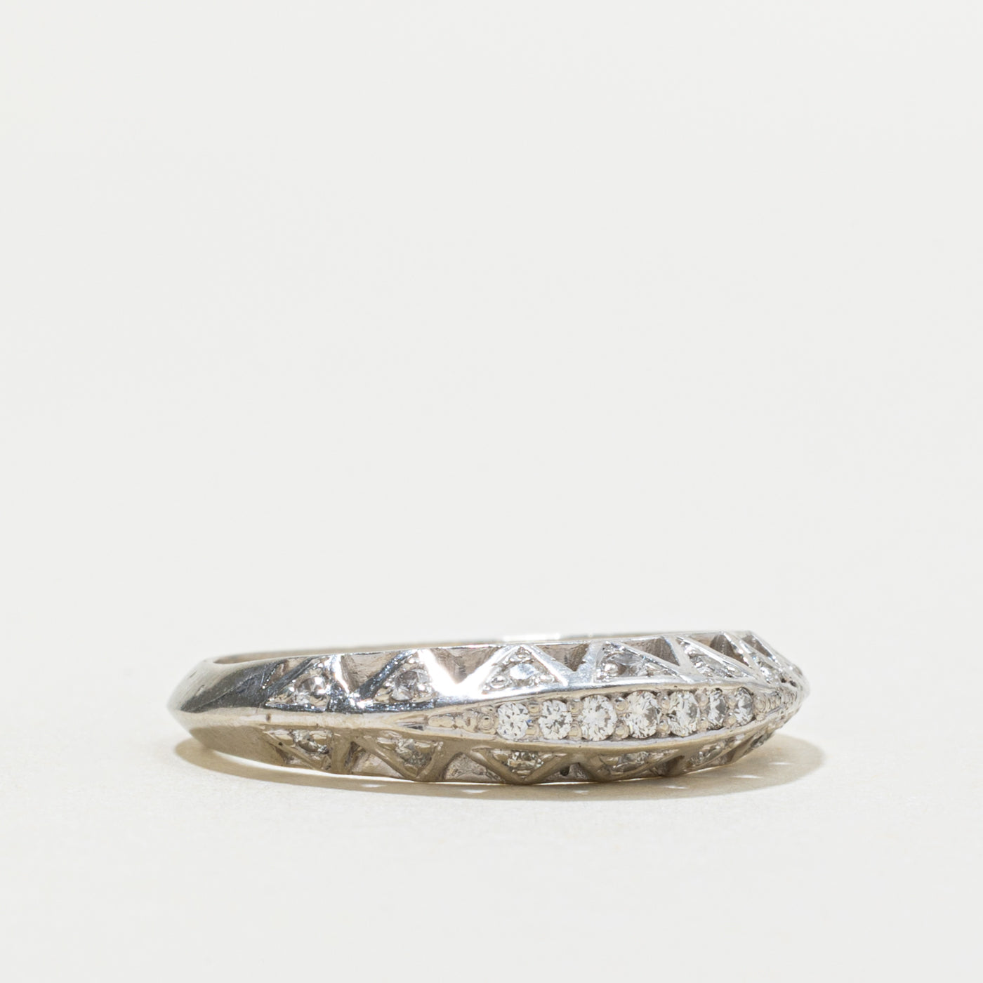 18k Graduating Diamond Thin Boat Ring | 0.50ctw | SZ 8