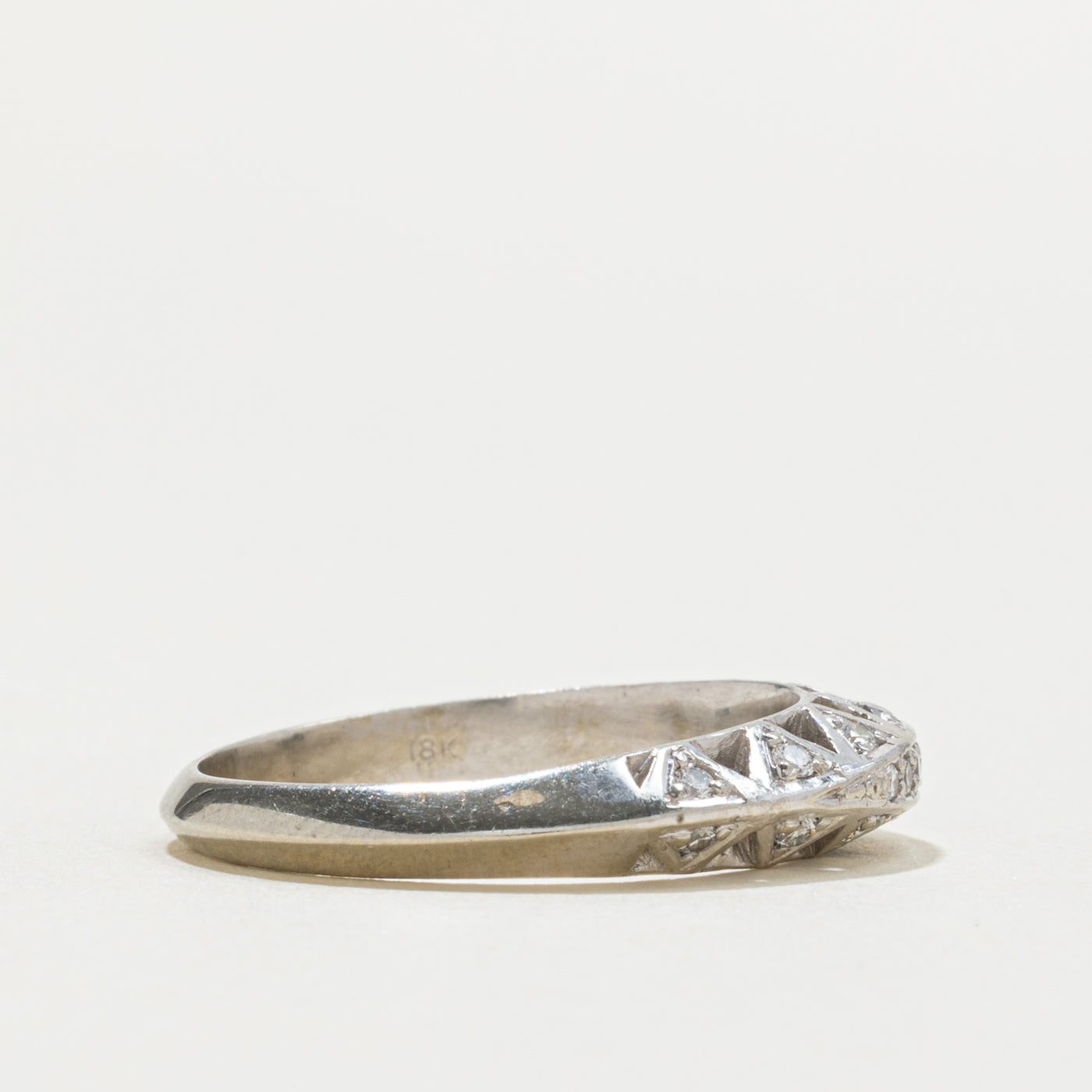 18k Graduating Diamond Thin Boat Ring | 0.50ctw | SZ 8