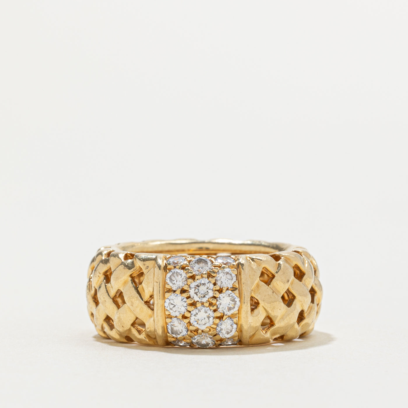 ‘Tiffany & Co’ 18k Diamond Vannerie Ring | 0.55ctw | 8.68mm | SZ 5.5