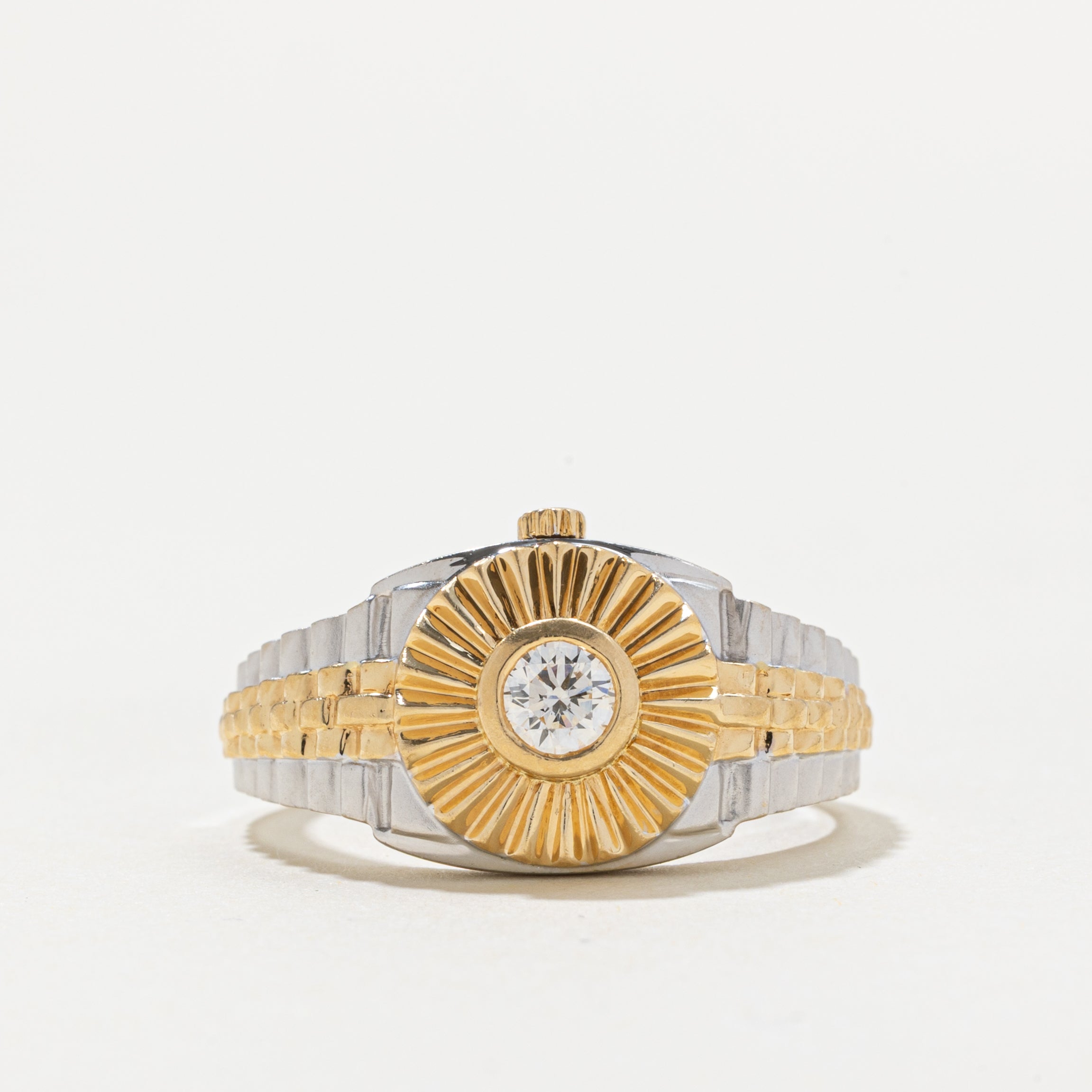 18k Bezel Set Diamond Watch Style Ring | 0.26ct | SZ 9.75