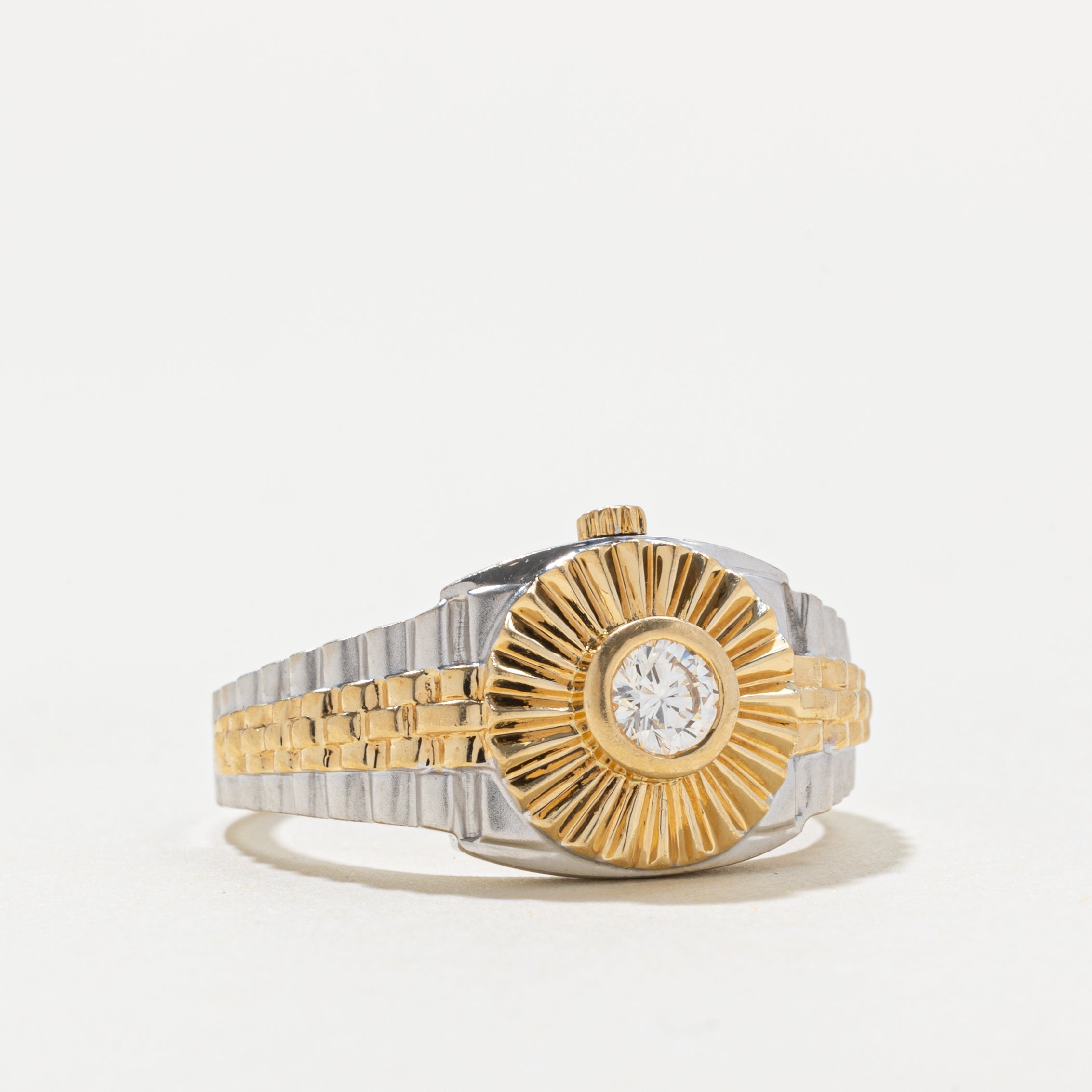 18k Bezel Set Diamond Watch Style Ring | 0.26ct | SZ 9.75