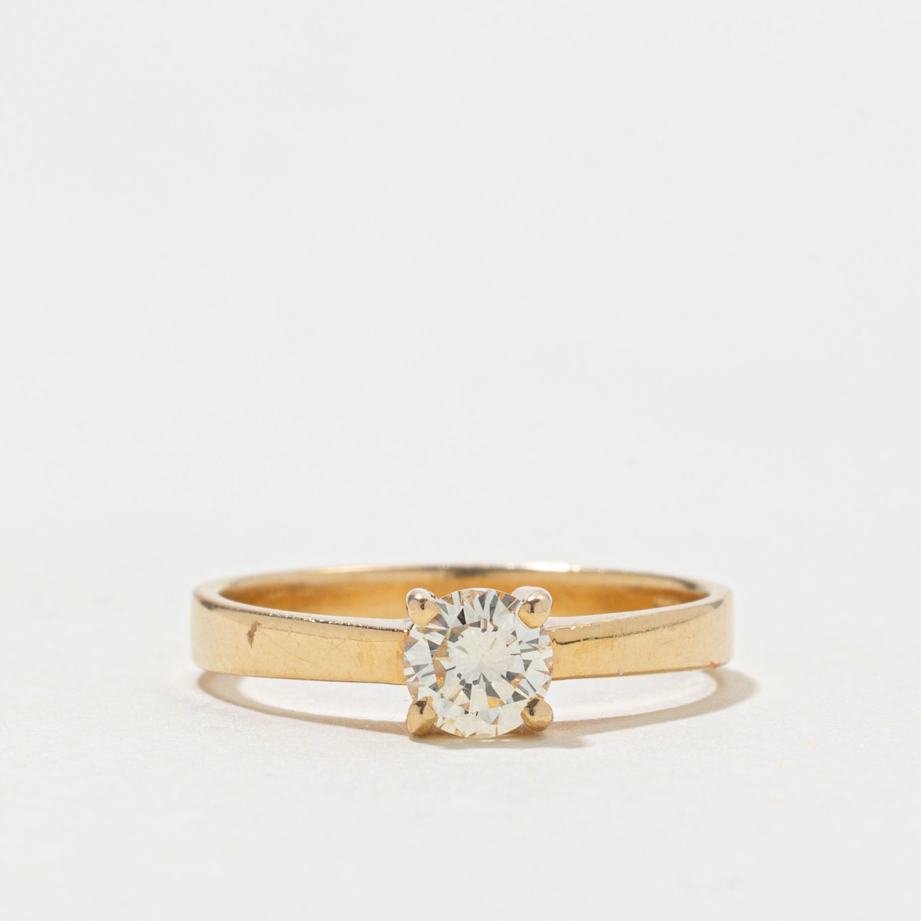 18k Round Brilliant Cut Solitaire Diamond Ring | 0.45ct VS2 J/K | SZ 6.25