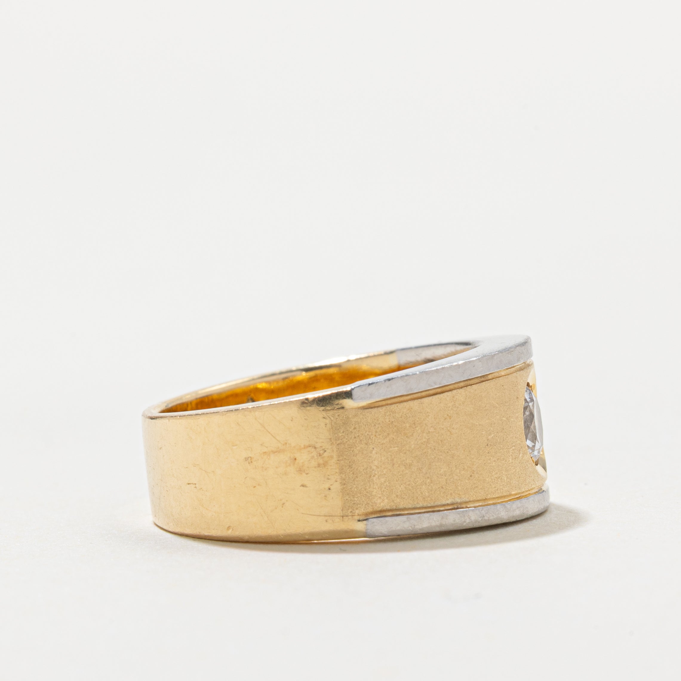 18k Two Tone Gold Diamond Textured Band | 0.35ct VS1/VS2 J | SZ 7