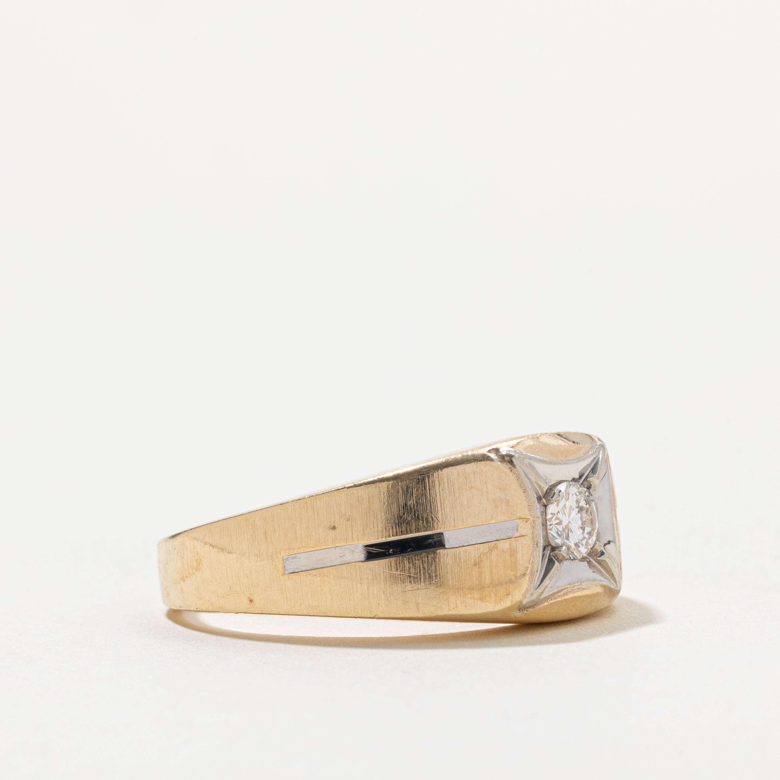 14k Diamond Textured Geometric Ring | 0.34ct SI1 I/J | SZ 12.25
